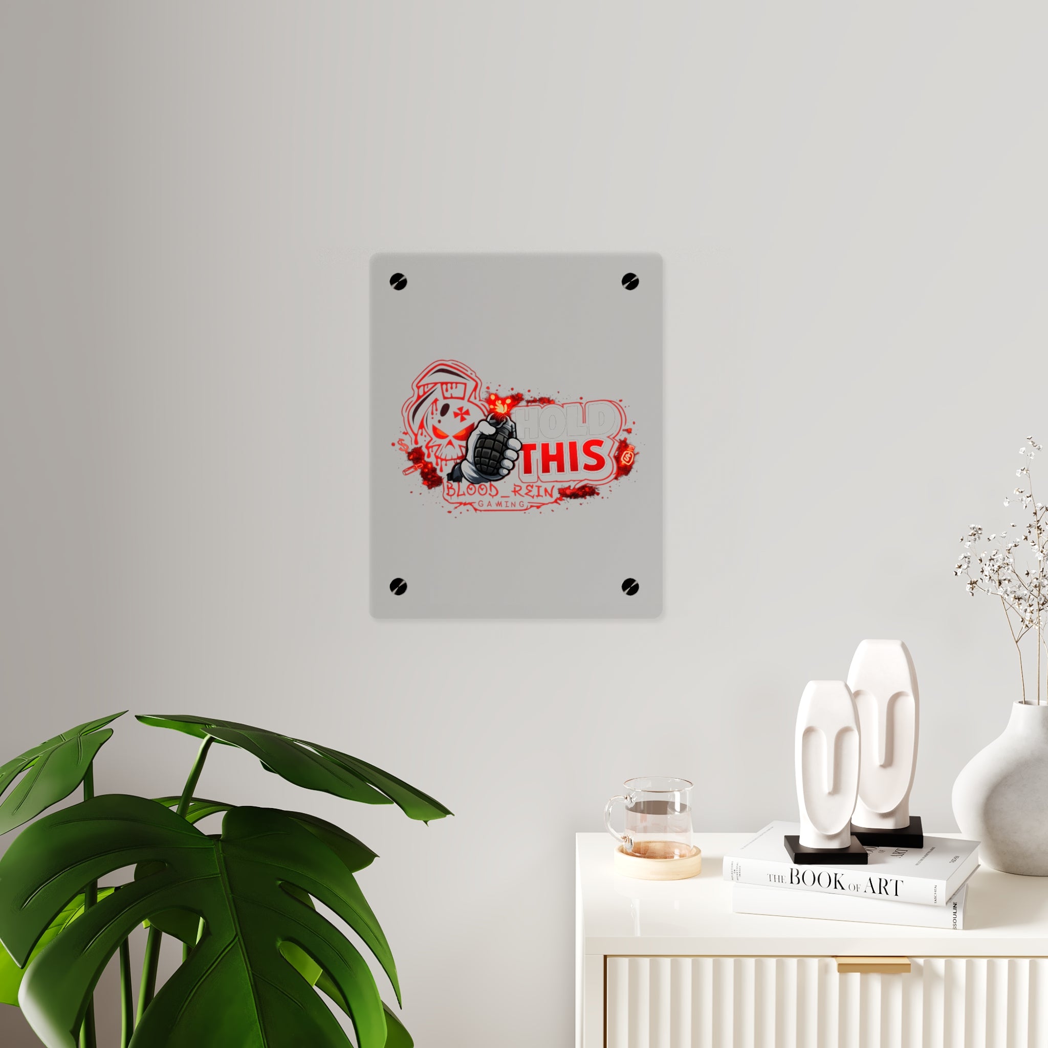 Acrylic Wall Art Panel — "Hold This" Gaming Skull Grenade Wall Decor