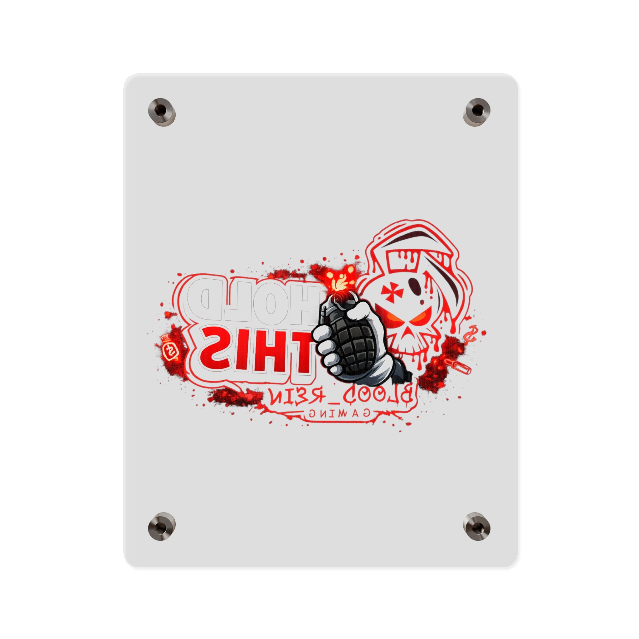 Acrylic Wall Art Panel — "Hold This" Gaming Skull Grenade Wall Decor