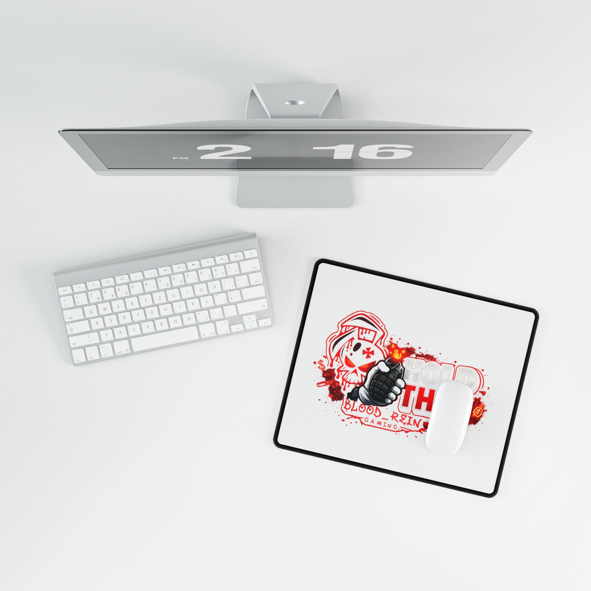 Gaming Desk Mat — "Hold This" Grenade Skull Design