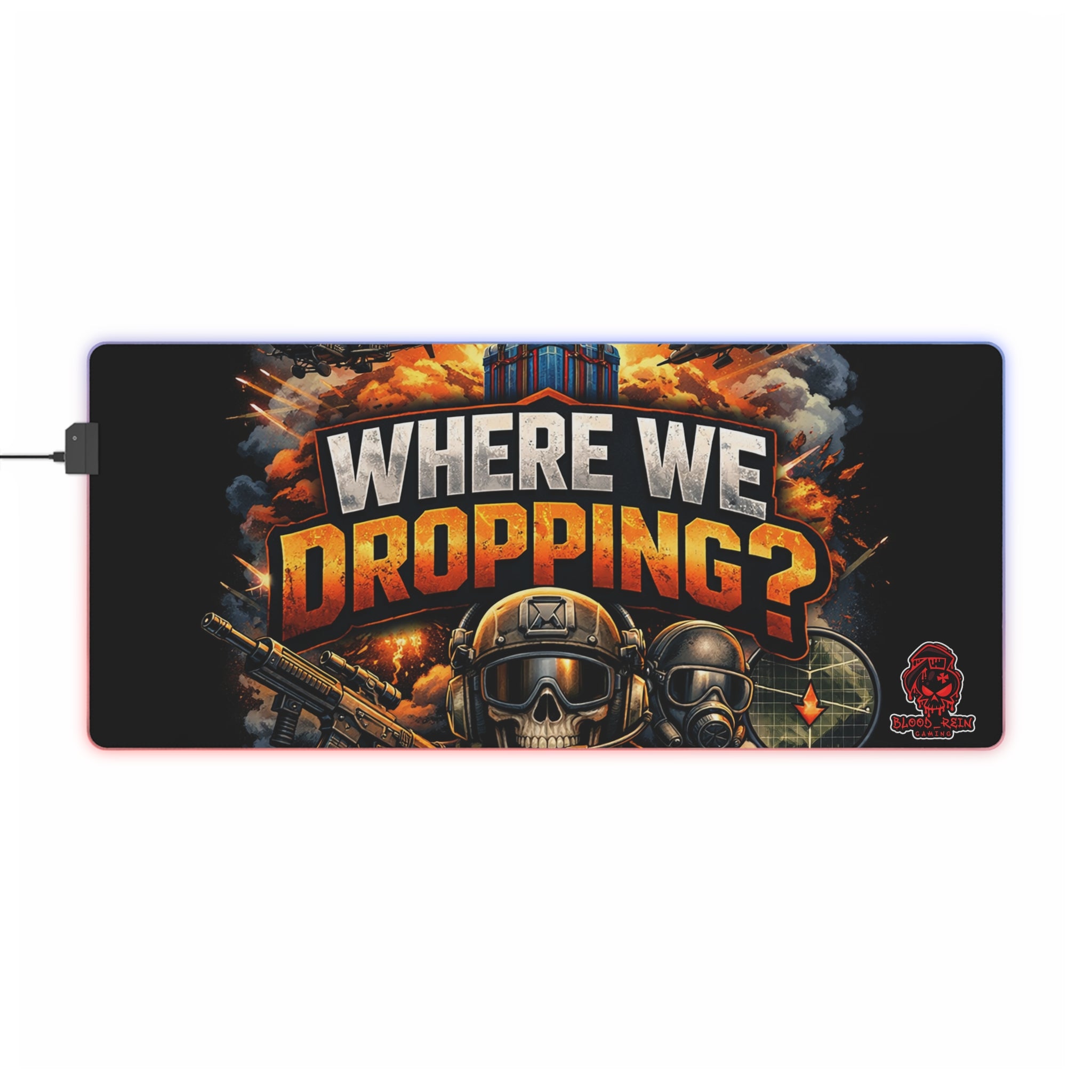 LED Gaming Mouse Pad — "Where We Dropping?" Battle Royale RGB Desk Mat