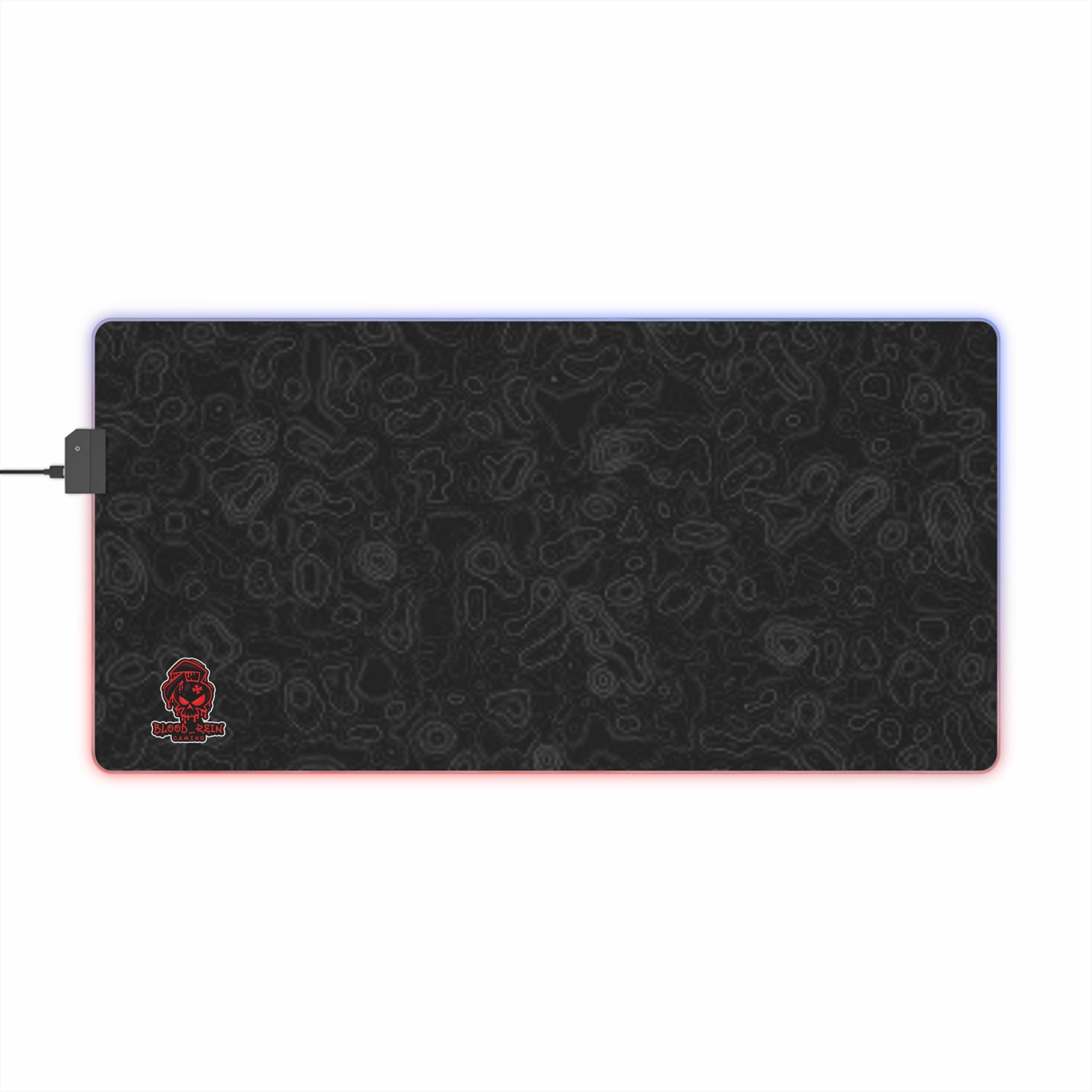 LED Gaming Mouse Pad — RGB Extended Desk Mat with Subtle Pattern & Skull Accent