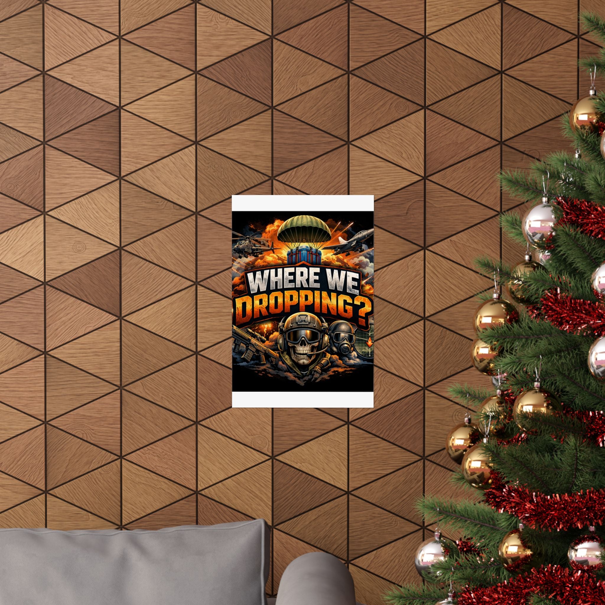 Where We Dropping? Matte Vertical Poster — Gaming Paratrooper Wall Art