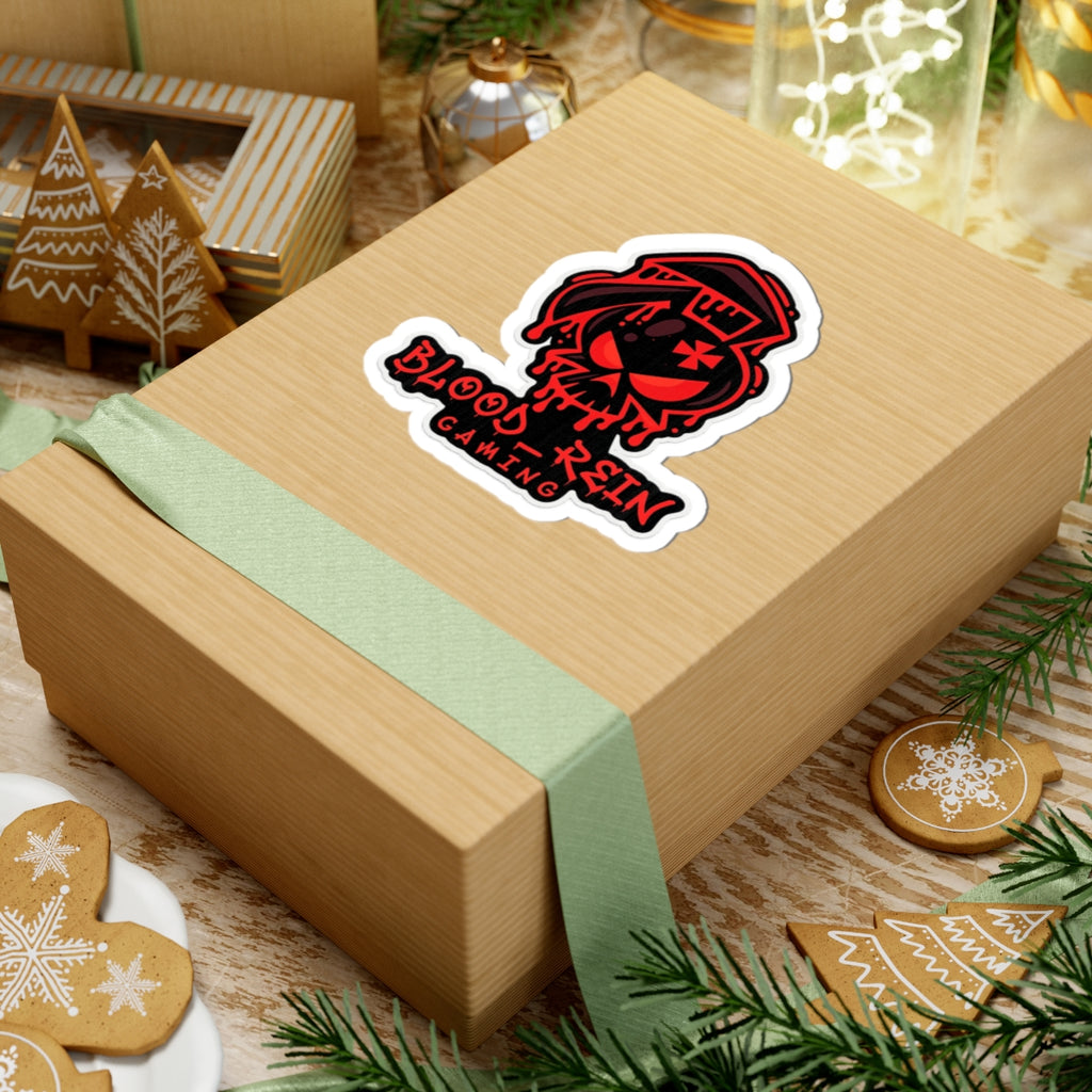 Gaming Skull Logo Sticker — "Blood_Rein Gaming" Kiss-Cut Laptop Decal