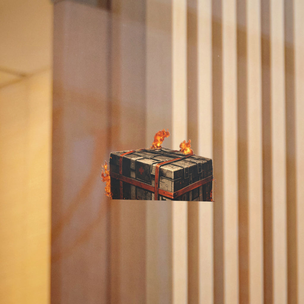 Die-Cut Sticker — “Your Loadout Won’t Save You” Flaming Loot Crate Gaming Sticker