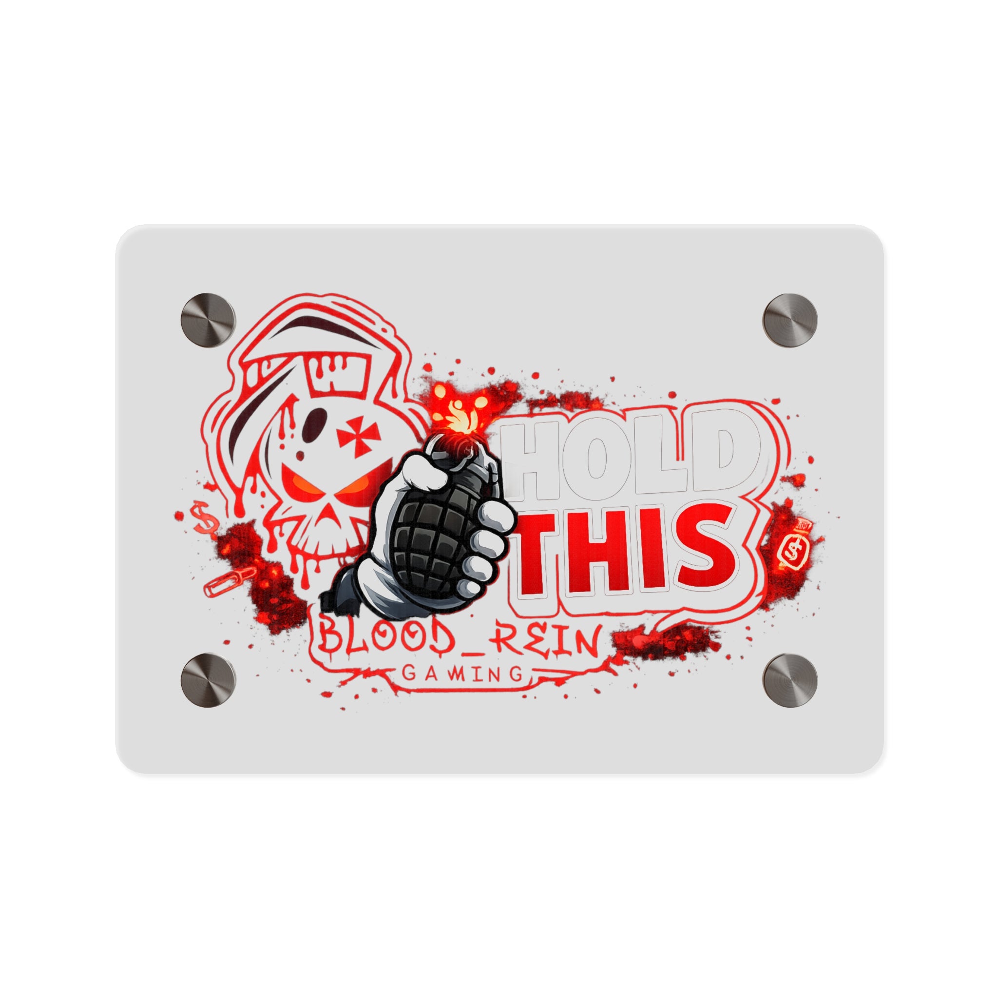 Acrylic Wall Art Panel — "Hold This" Gaming Skull Grenade Wall Decor