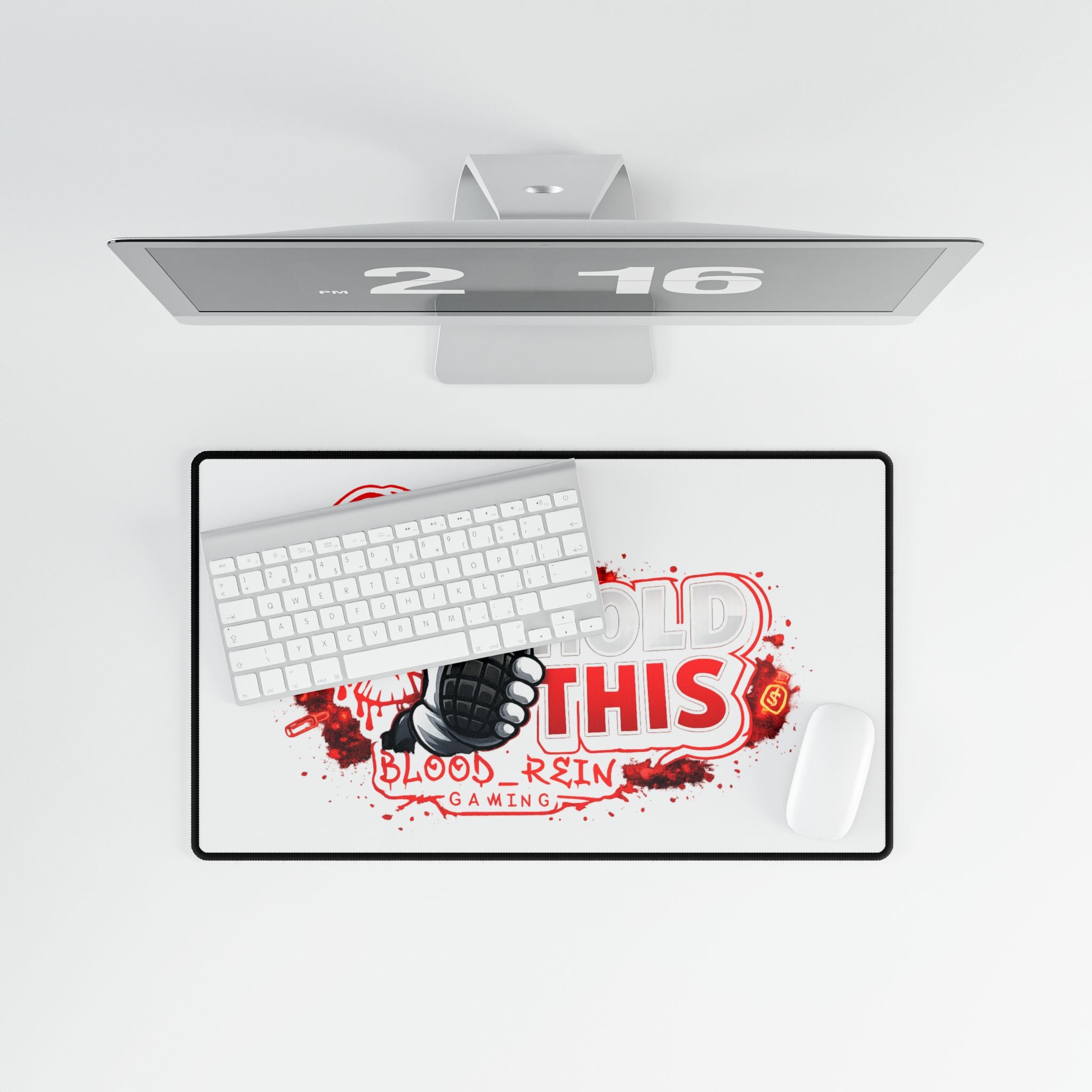 Gaming Desk Mat — "Hold This" Grenade Skull Design