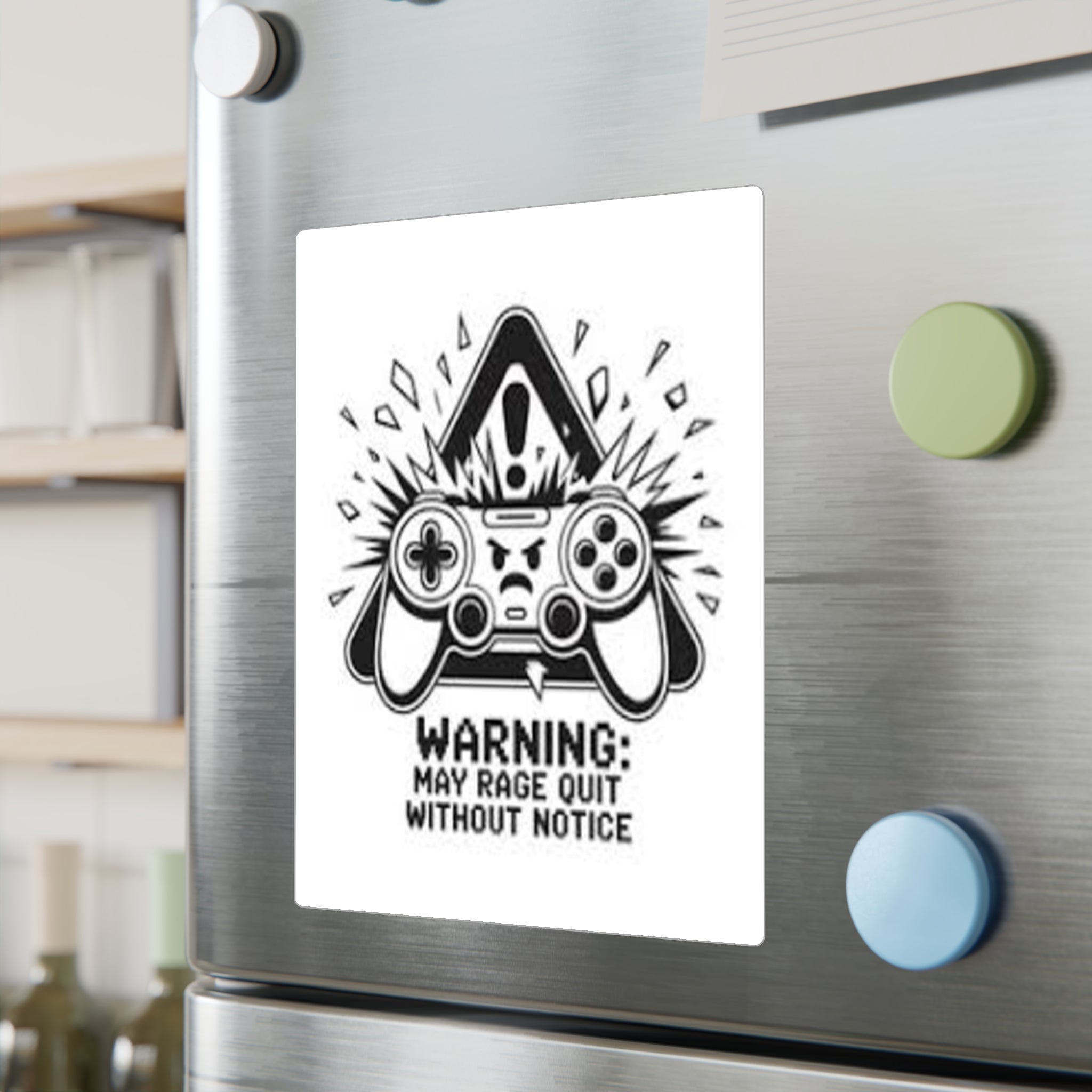Gaming Controller Sticker — "Warning: May Rage Quit Without Notice" Kiss-Cut Vinyl Decal