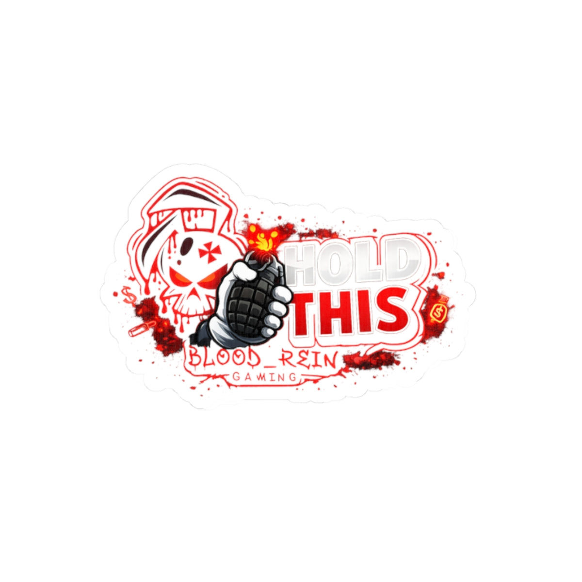 Hold This Grenade Gaming Sticker — Blood Reign Gamer Laptop Decal