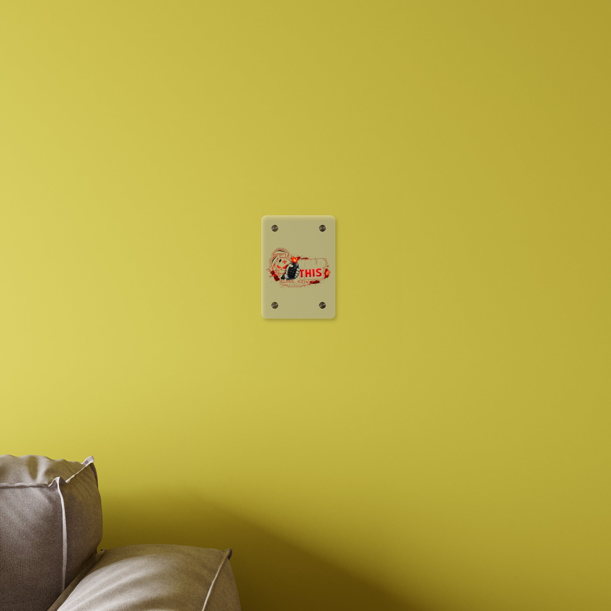 Acrylic Wall Art Panel — "Hold This" Gaming Skull Grenade Wall Decor