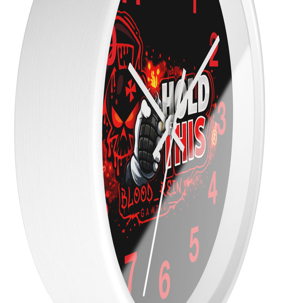 Hold This Gaming Wall Clock — Blood Reign Gamer Skull Design