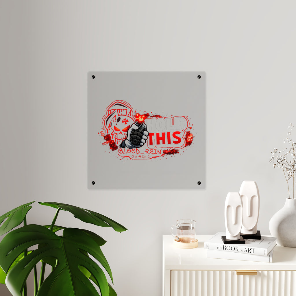 Acrylic Wall Art Panel — "Hold This" Gaming Skull Grenade Wall Decor