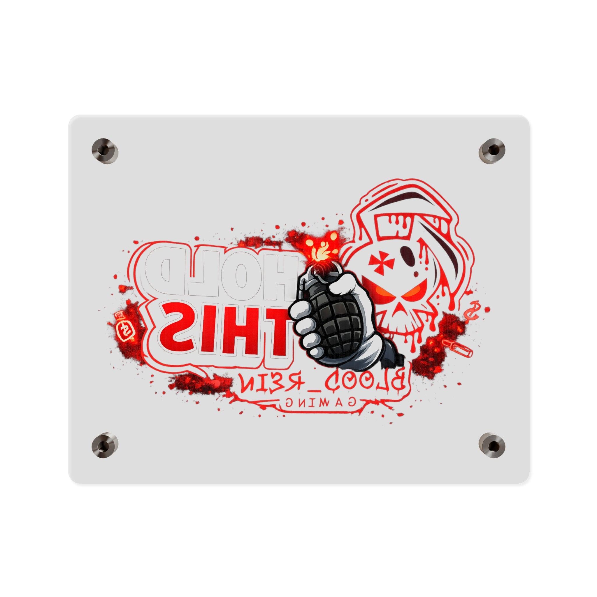 Acrylic Wall Art Panel — "Hold This" Gaming Skull Grenade Wall Decor