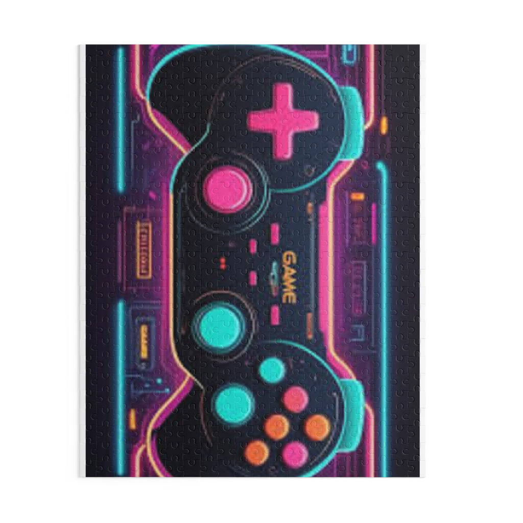 Retro Neon Game Controller Puzzle – 120/252/500-Piece Video Game Jigsaw
