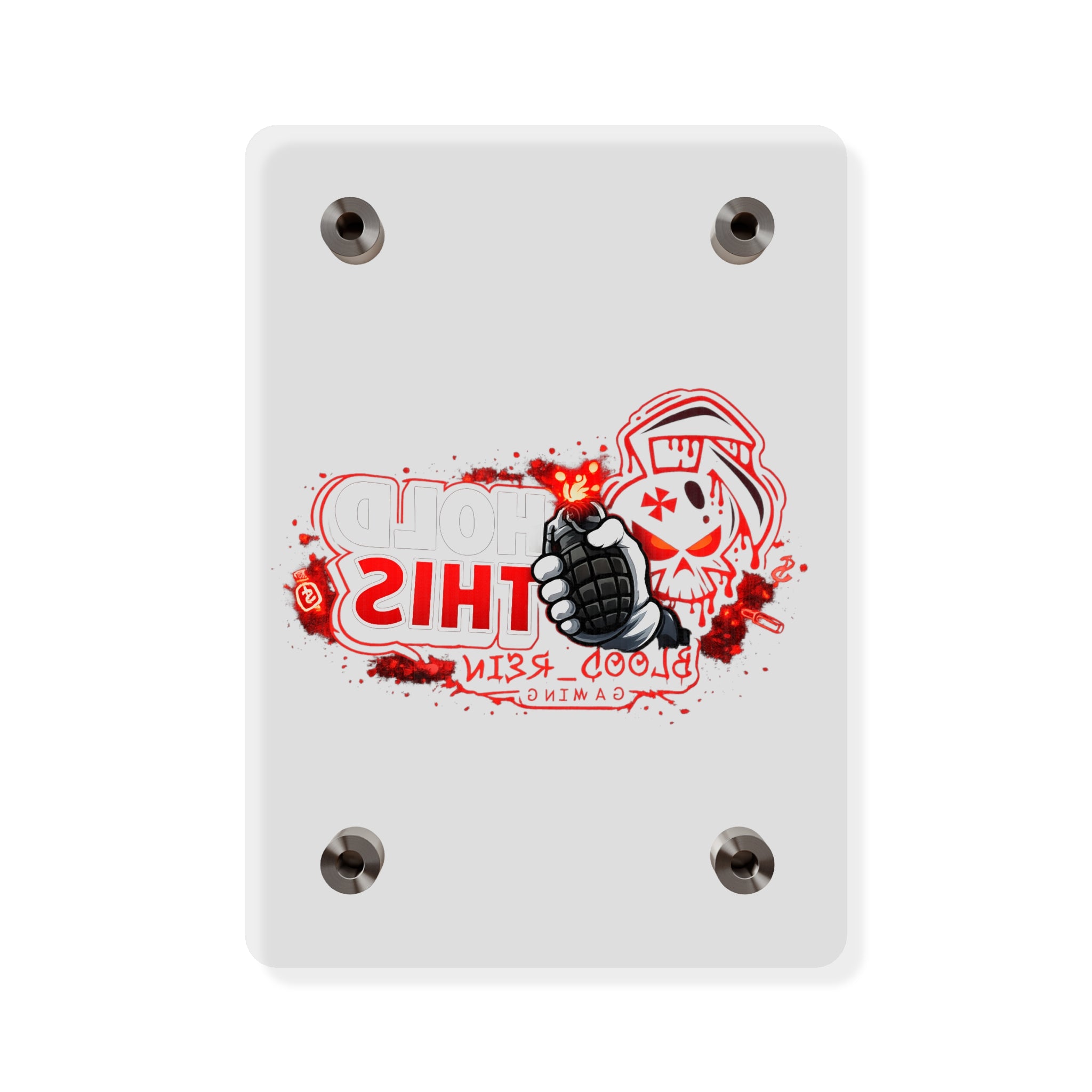 Acrylic Wall Art Panel — "Hold This" Gaming Skull Grenade Wall Decor