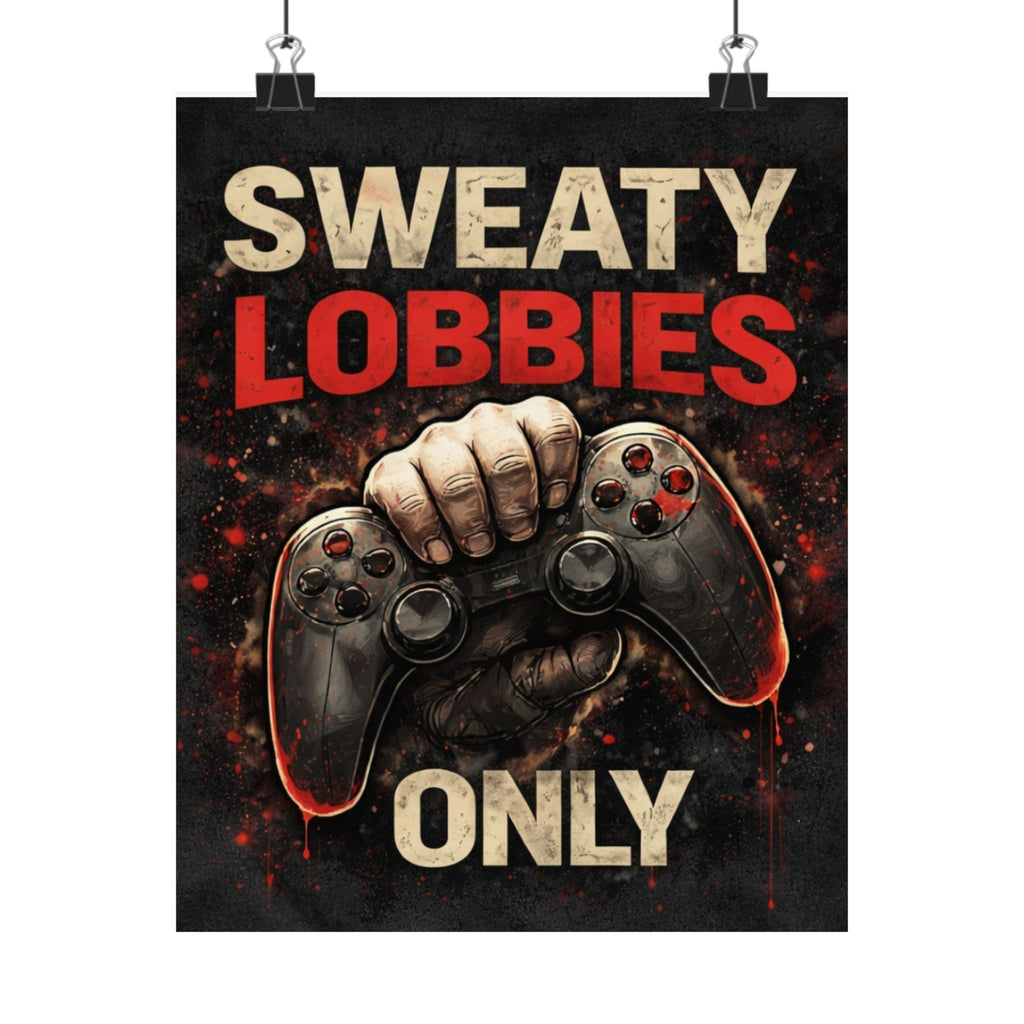 Sweaty Lobbies Only Matte Poster — Gamer Controller Wall Art