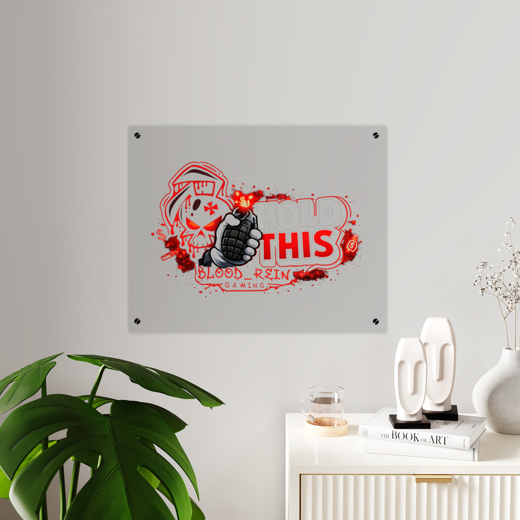 Acrylic Wall Art Panel — "Hold This" Gaming Skull Grenade Wall Decor