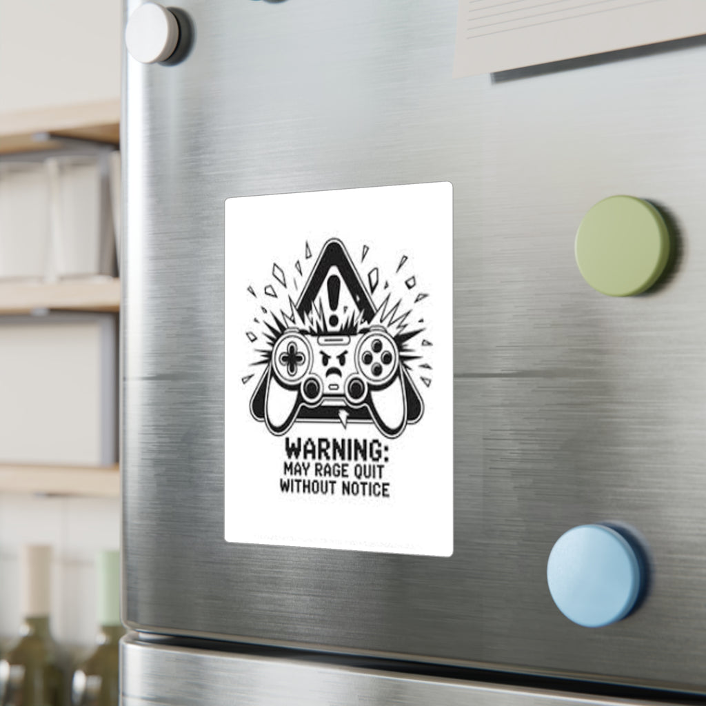 Gaming Controller Sticker — "Warning: May Rage Quit Without Notice" Kiss-Cut Vinyl Decal
