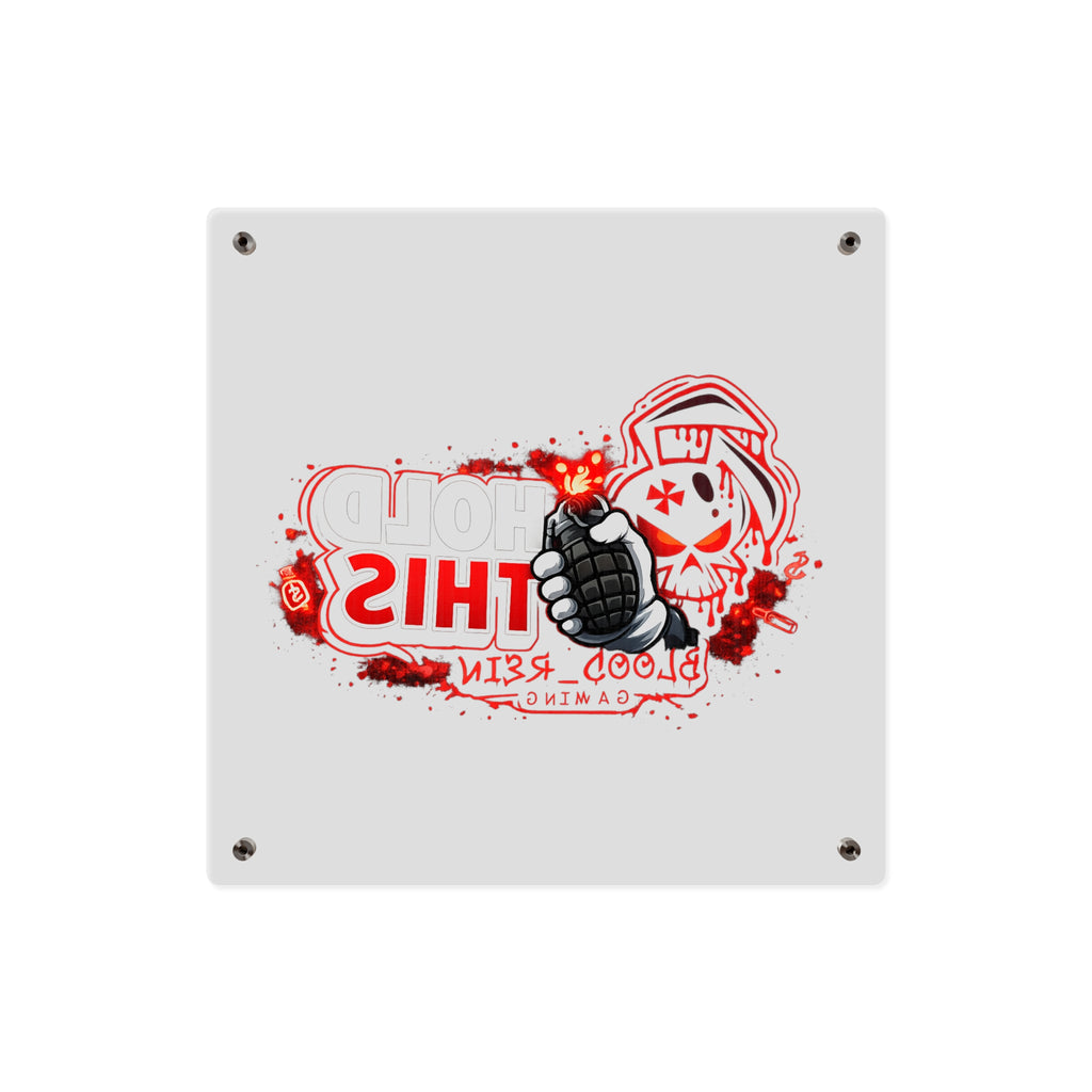 Acrylic Wall Art Panel — "Hold This" Gaming Skull Grenade Wall Decor