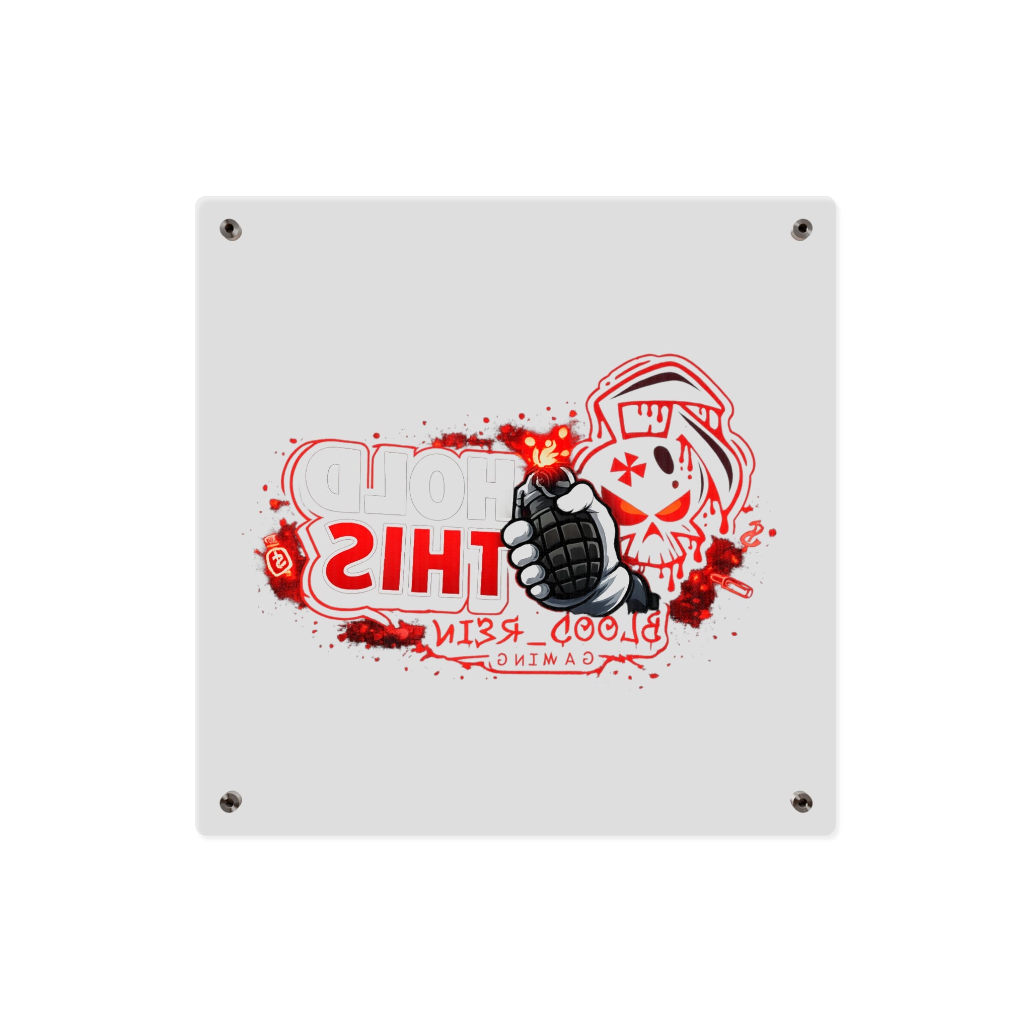 Acrylic Wall Art Panel — "Hold This" Gaming Skull Grenade Wall Decor