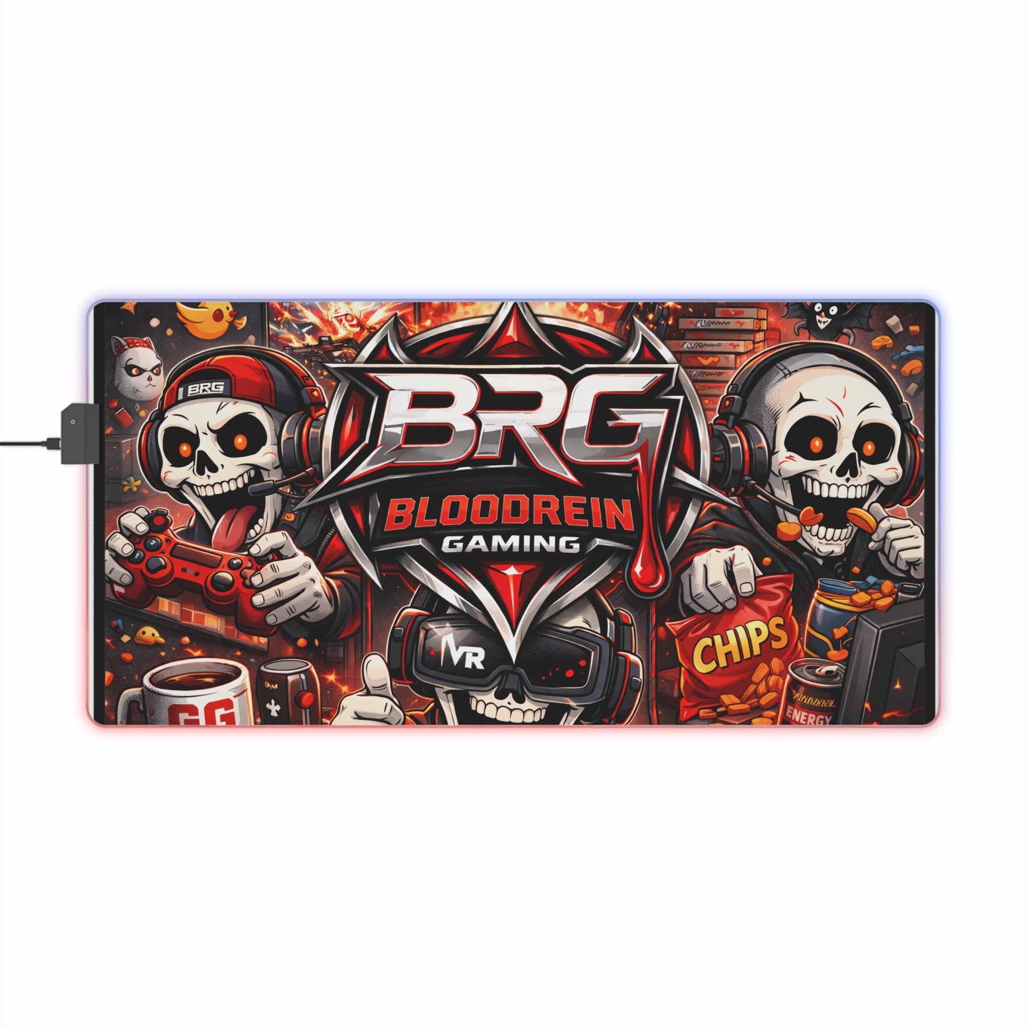 RGB LED Gaming Mouse Pad — Bloodreign Skull Esports Desk Mat