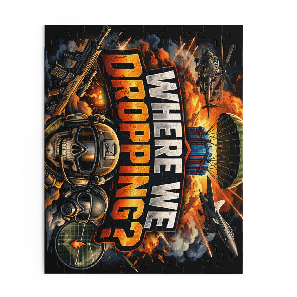 Where We Dropping? Battle Royale Puzzle – 500/252/120-Piece Military Gaming Jigsaw