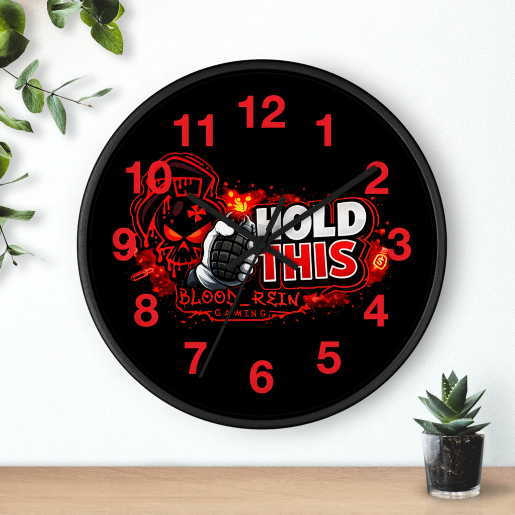 Hold This Gaming Wall Clock — Blood Reign Gamer Skull Design