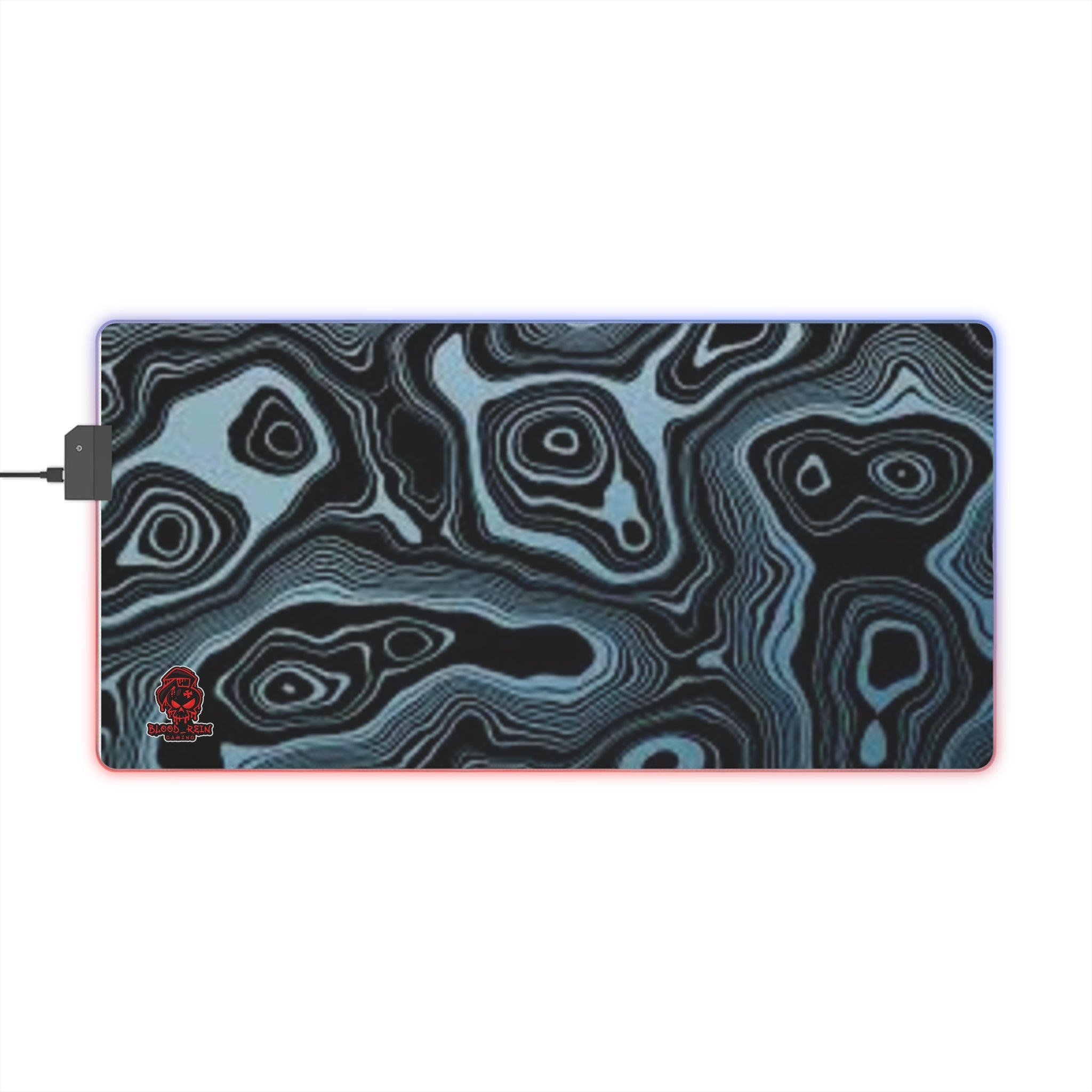 LED Gaming Mouse Pad — RGB Large Desk Mat with Abstract Topographic Design