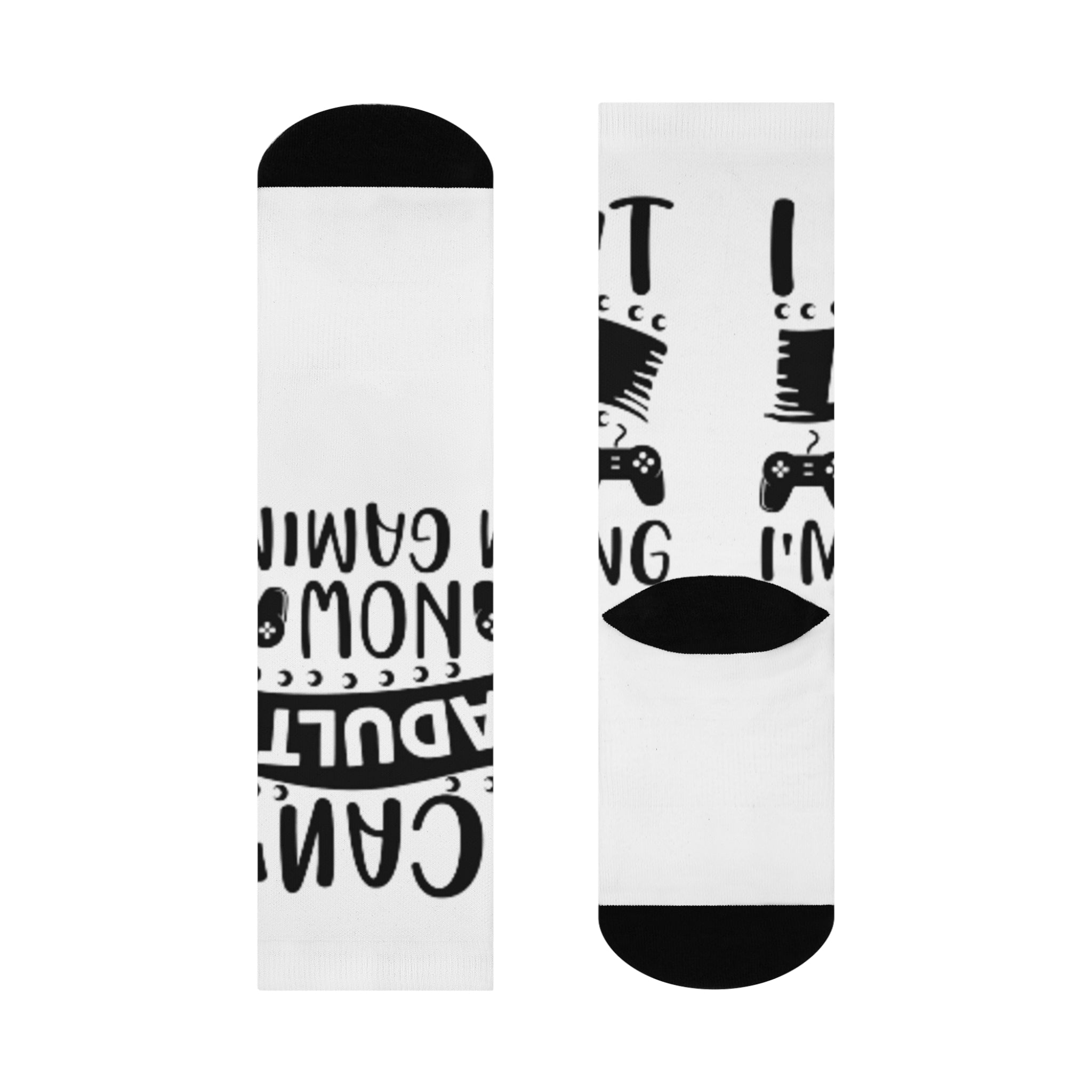 Funny 'Can't Adult, Now Gaming' Cushioned Crew Socks — Gamer Gift