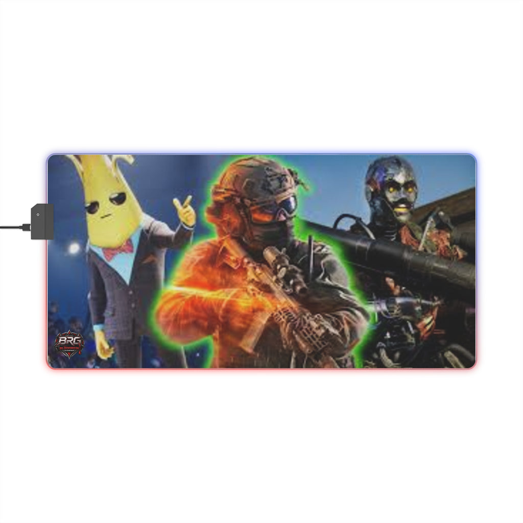 LED Gaming Mouse Pad — RGB Extended Desk Mat with Fortnite & Shooter Character Design