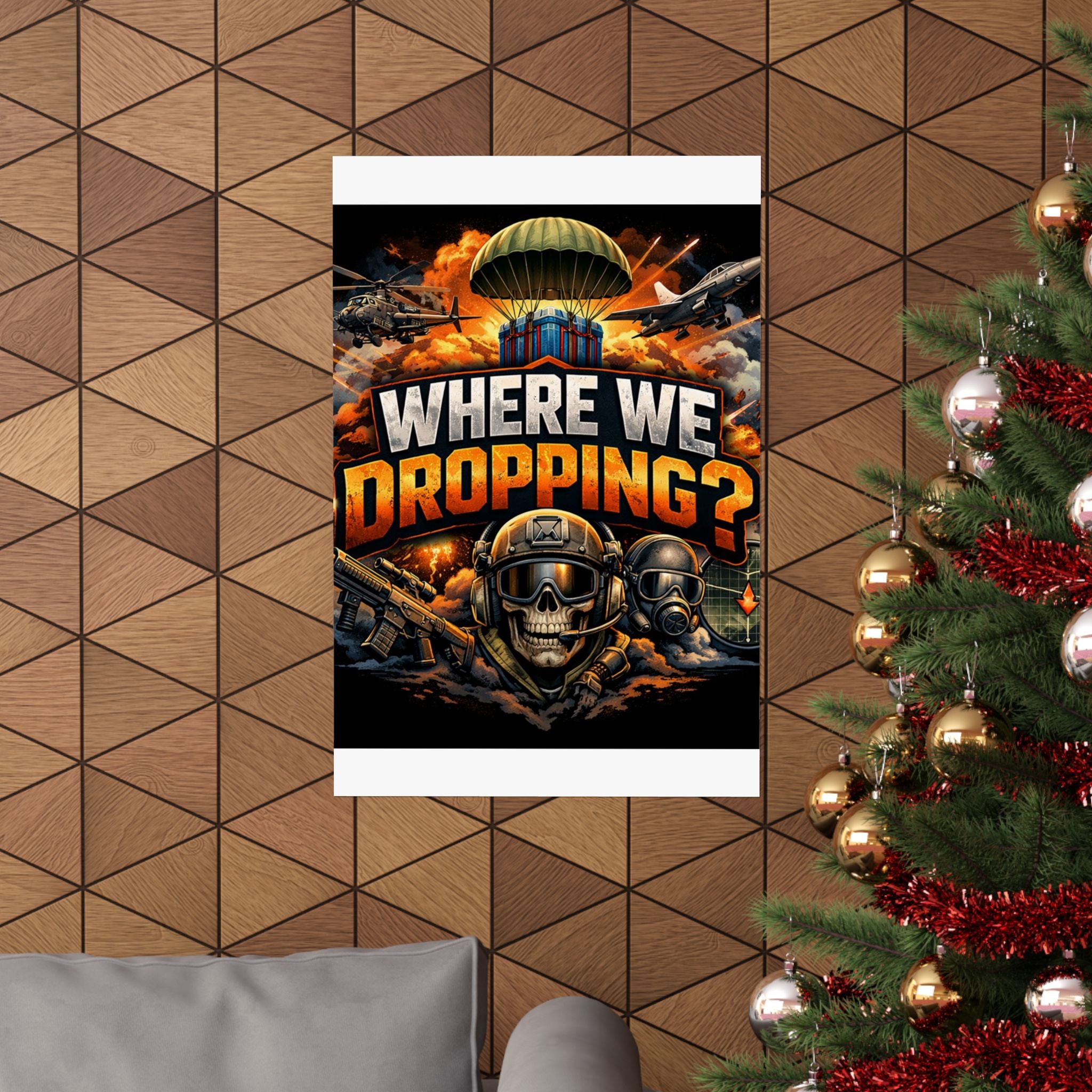 Where We Dropping? Matte Vertical Poster — Gaming Paratrooper Wall Art