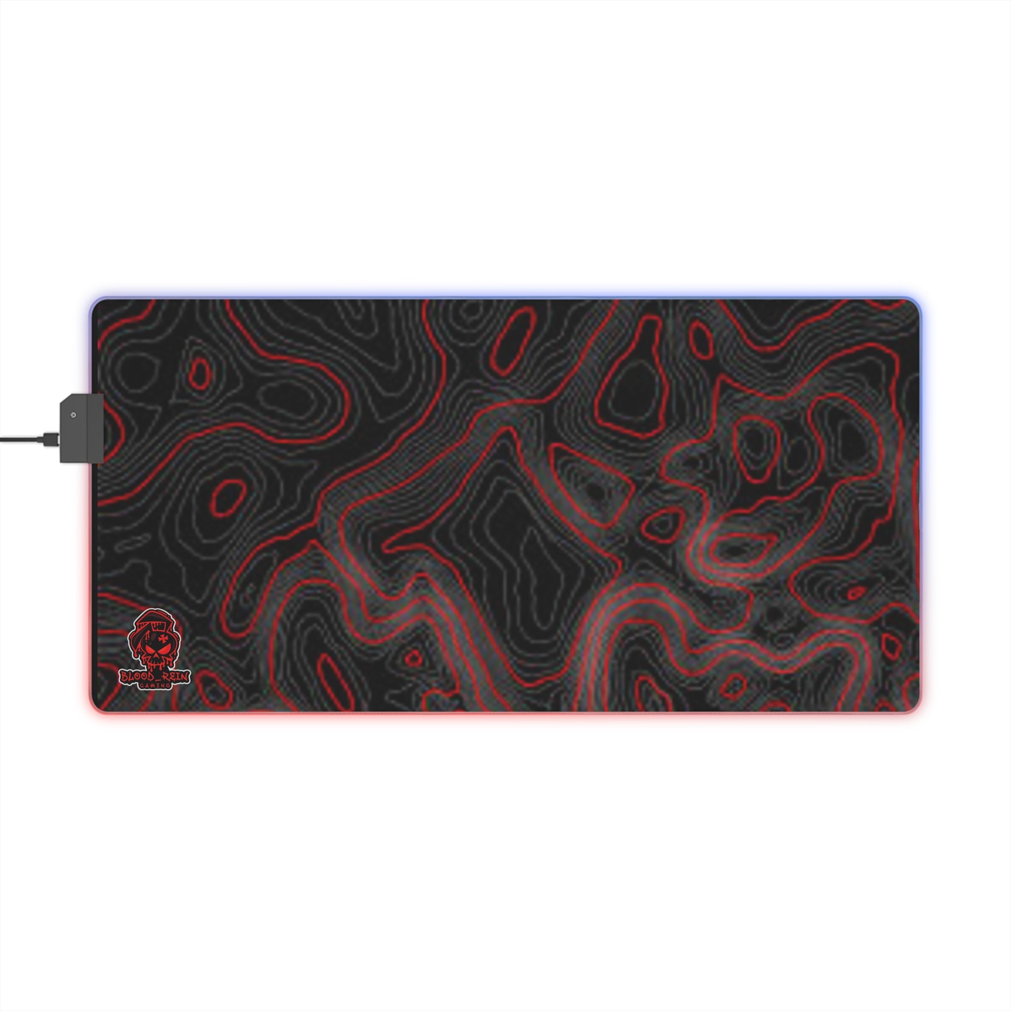 LED Gaming Mouse Pad — Red Topographic RGB Desk Mat