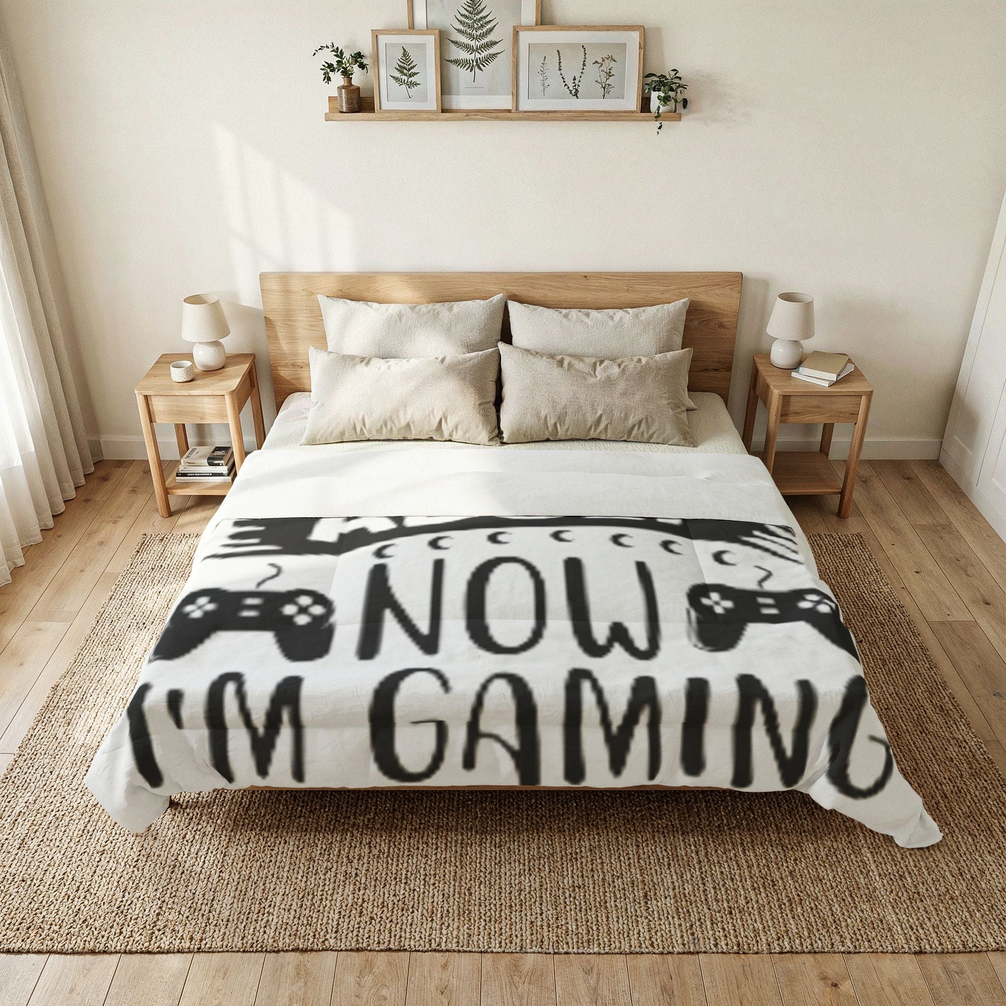 Gaming Comforter – “I Can't Adult Now I'm Gaming” Cotton Throw for Gamers