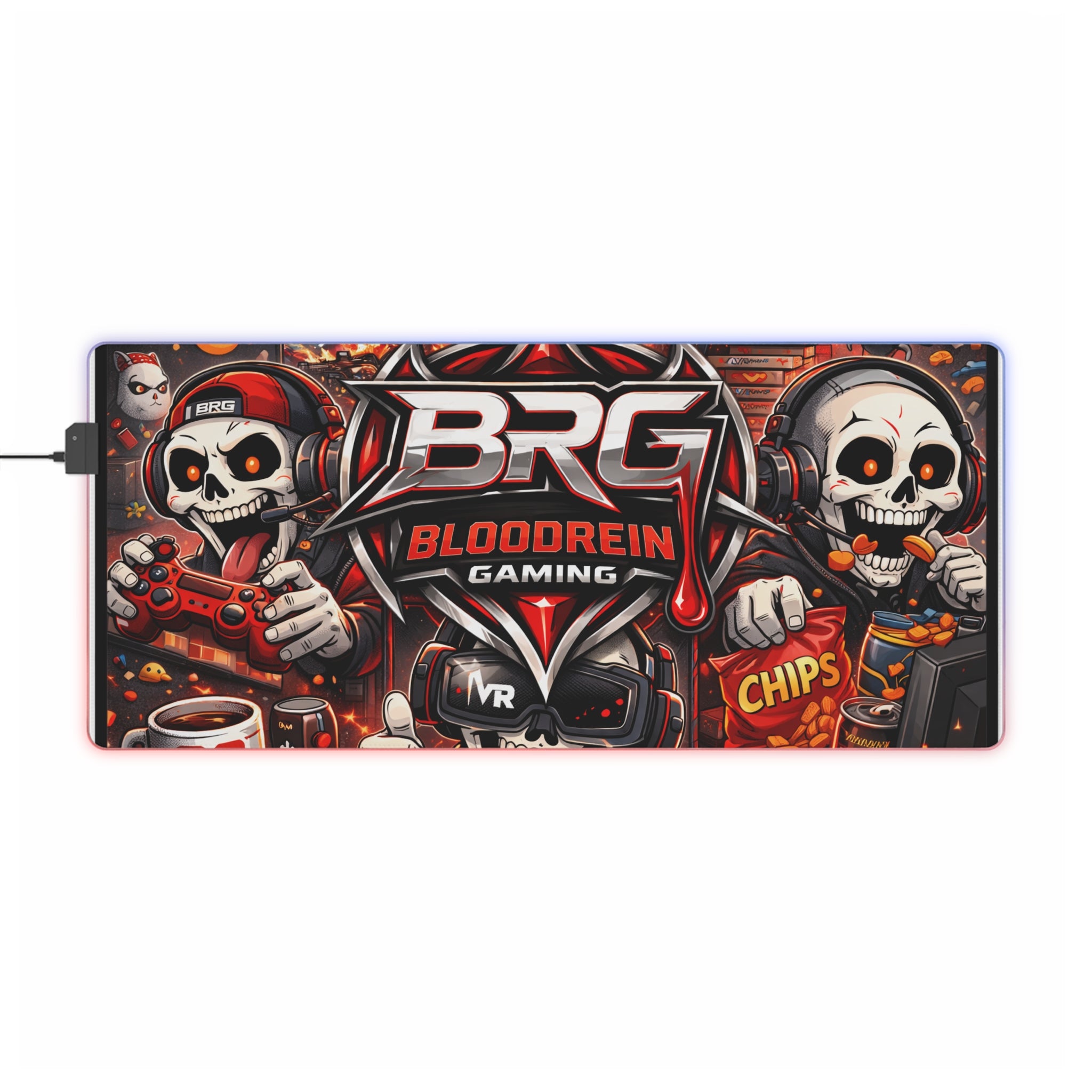 RGB LED Gaming Mouse Pad — Bloodreign Skull Esports Desk Mat