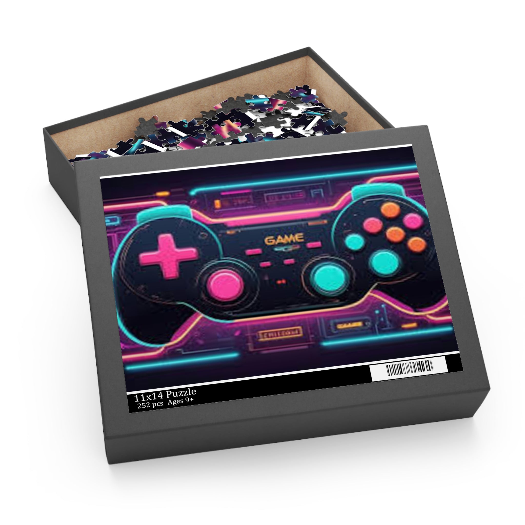 Retro Neon Game Controller Puzzle – 120/252/500-Piece Video Game Jigsaw