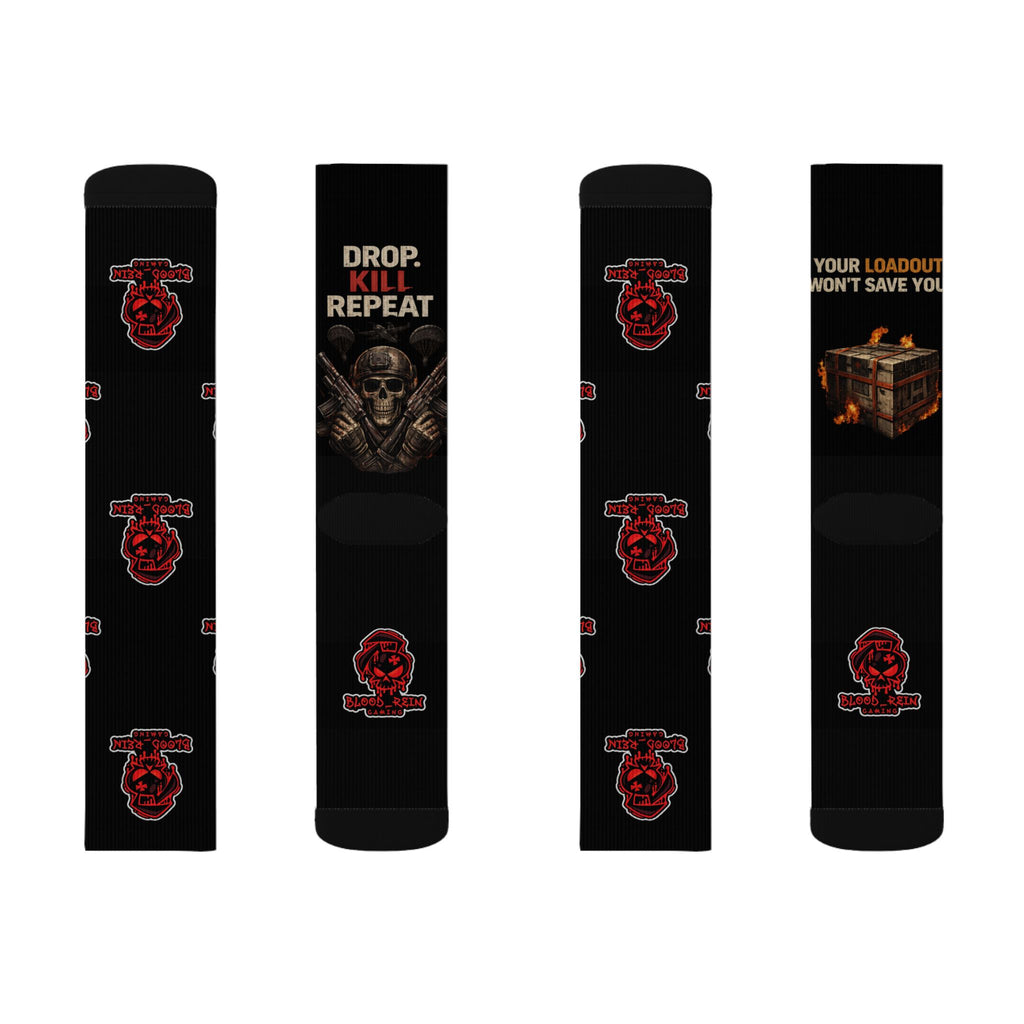 Gaming Crew Socks — “Drop. Kill. Repeat.” Sublimated Tactical Design
