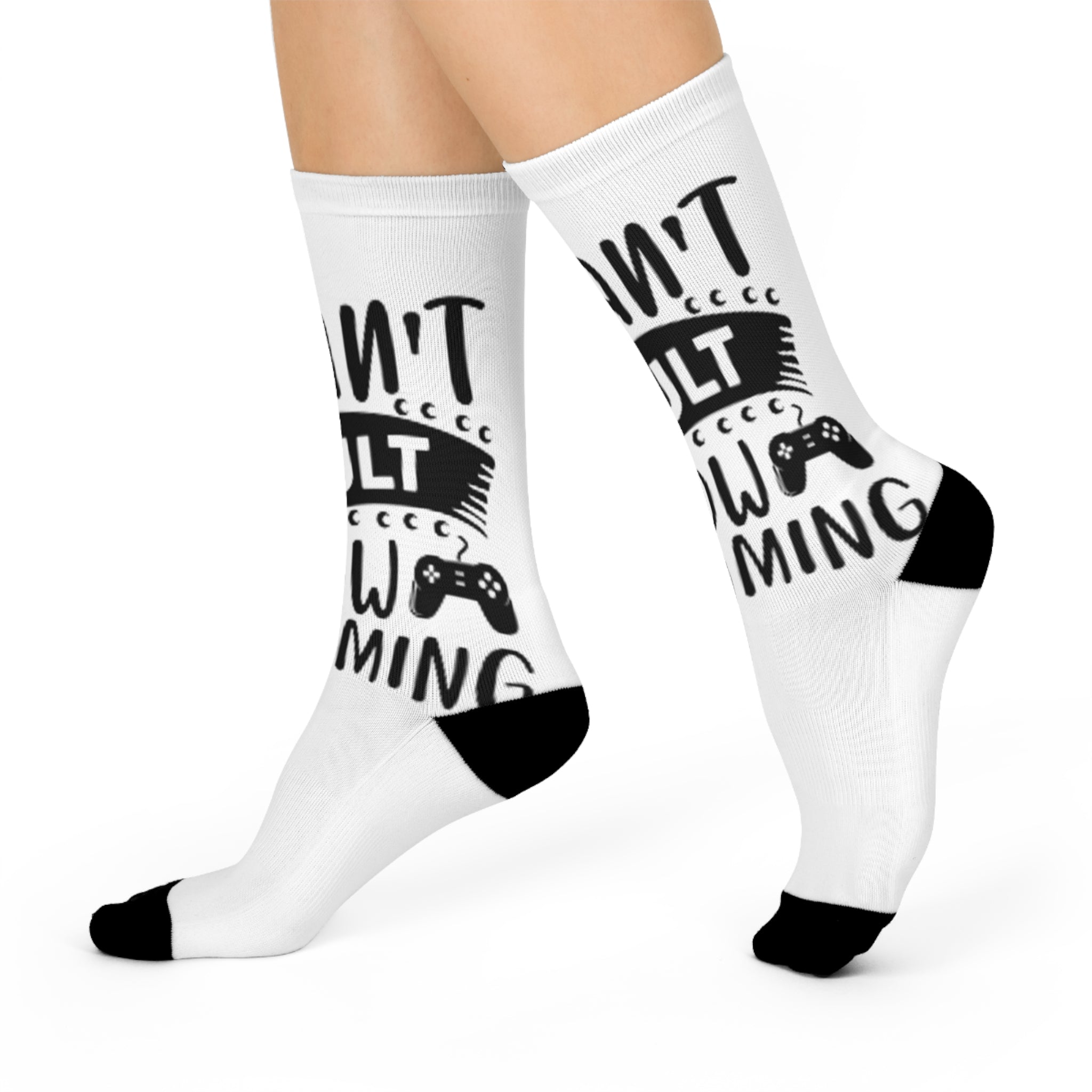 Funny 'Can't Adult, Now Gaming' Cushioned Crew Socks — Gamer Gift