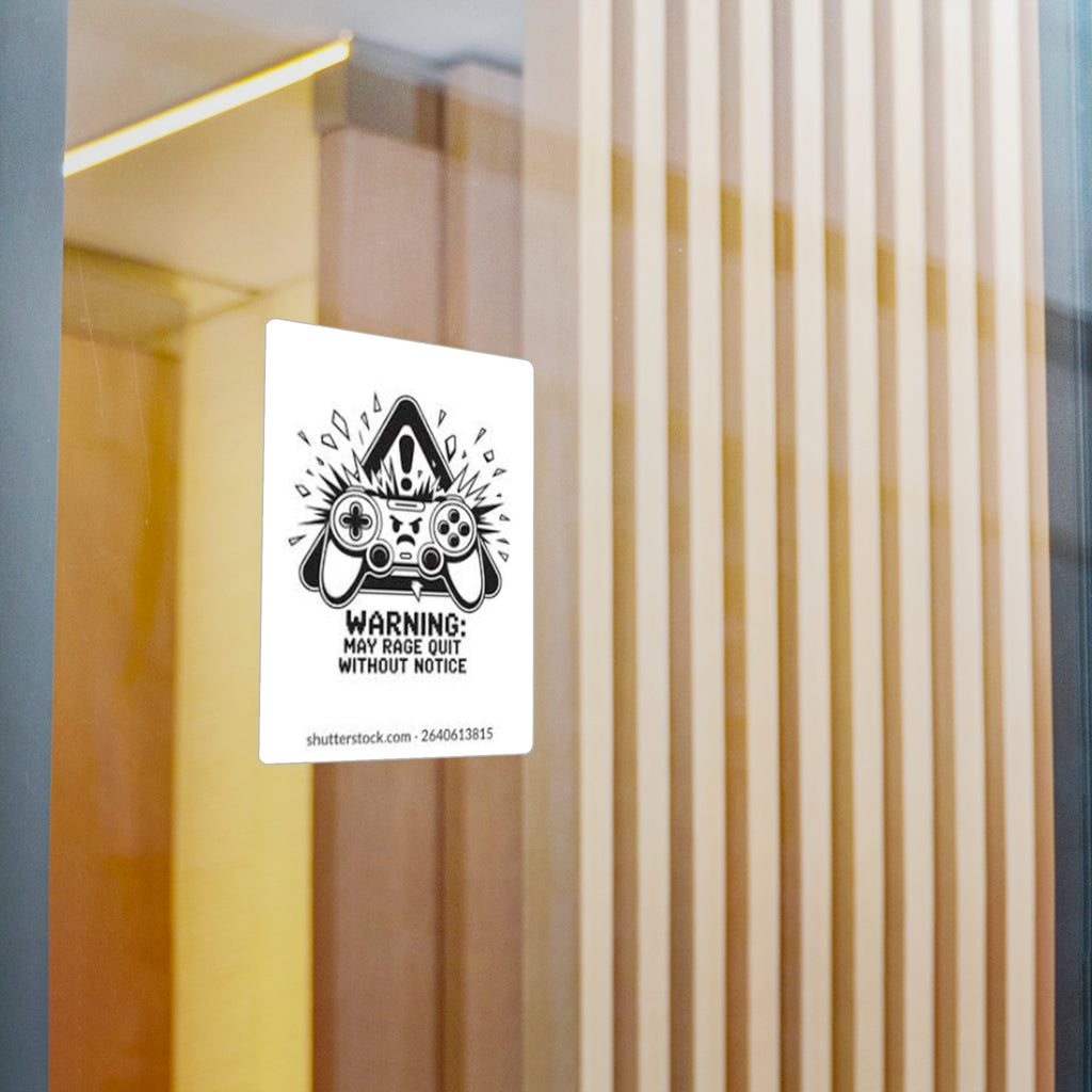 Gaming Controller Sticker — "Warning: May Rage Quit Without Notice" Kiss-Cut Vinyl Decal