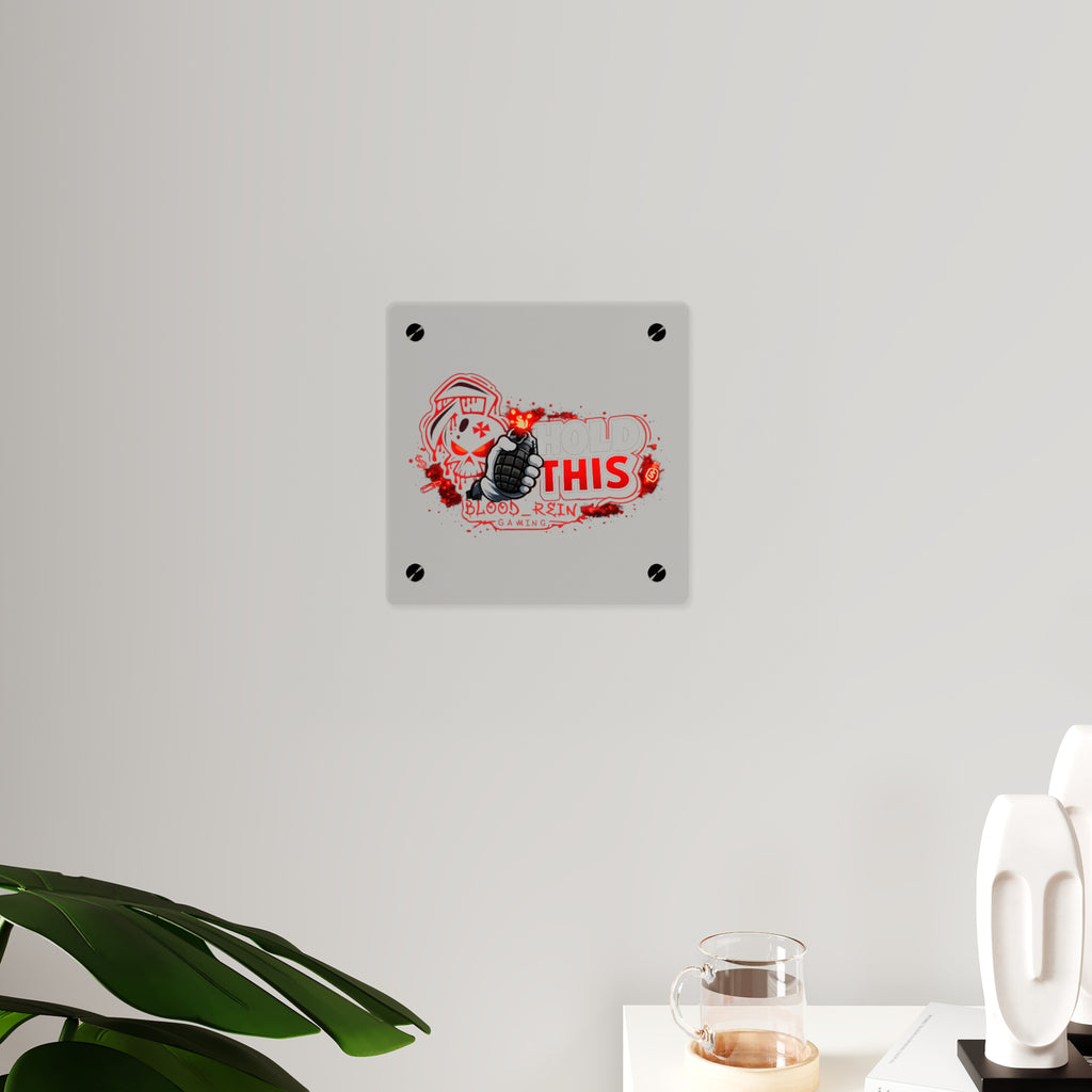 Acrylic Wall Art Panel — "Hold This" Gaming Skull Grenade Wall Decor