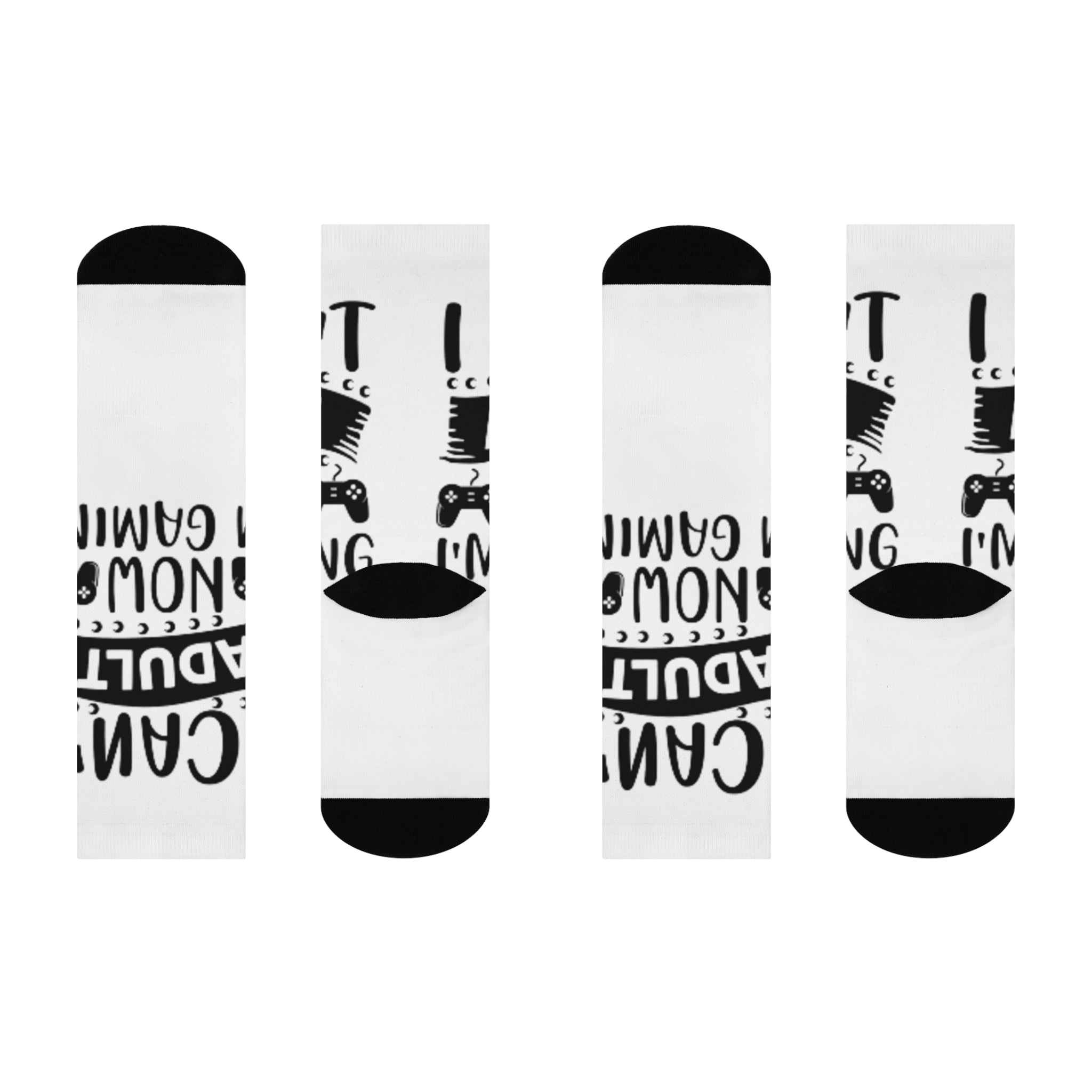 Funny 'Can't Adult, Now Gaming' Cushioned Crew Socks — Gamer Gift