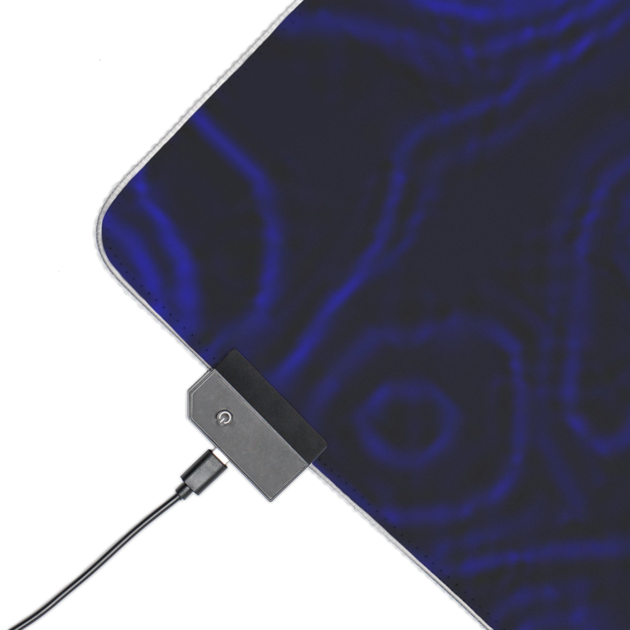 LED Gaming Mouse Pad — RGB Edge Lighting Large Desk Mat with Topographic Blue Design