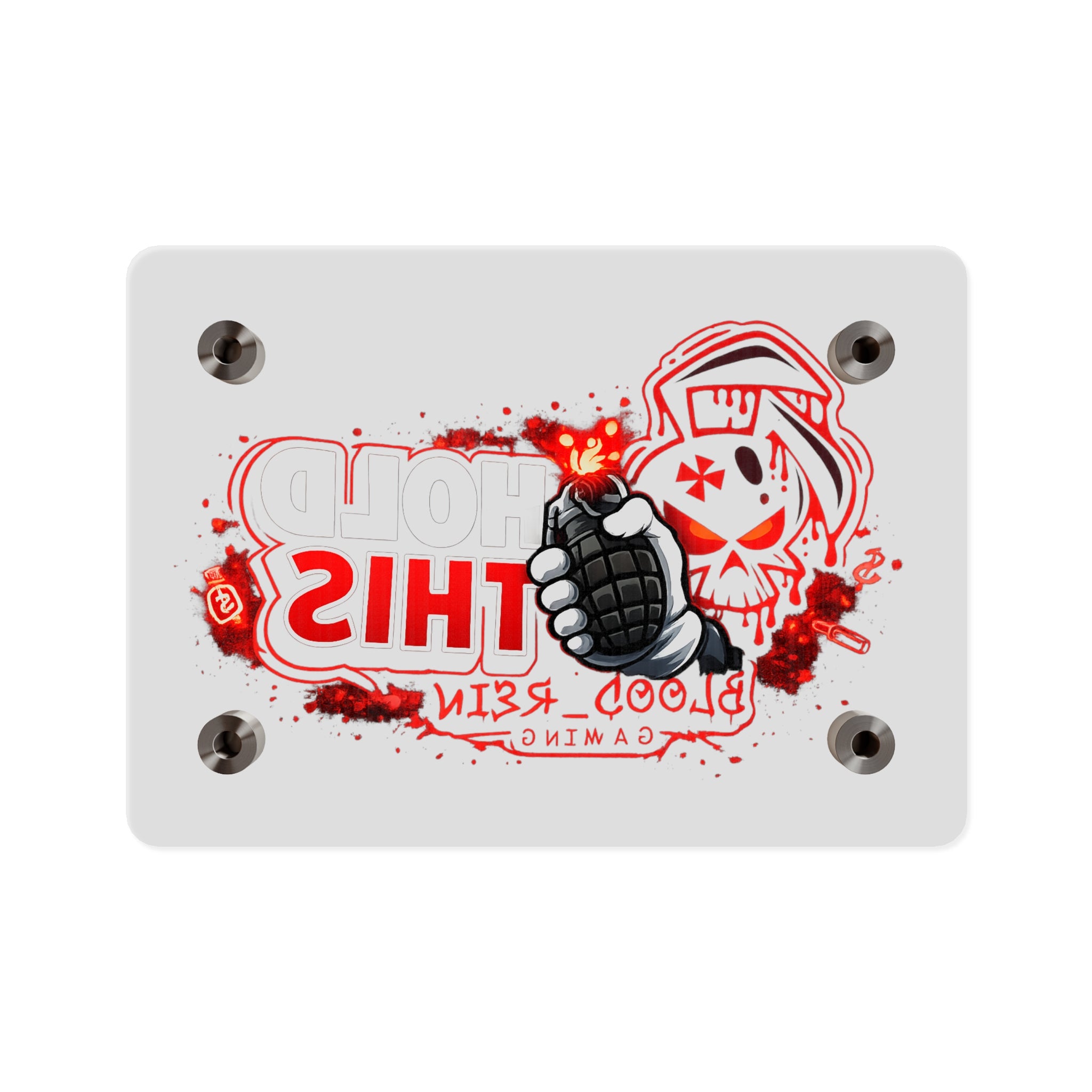Acrylic Wall Art Panel — "Hold This" Gaming Skull Grenade Wall Decor