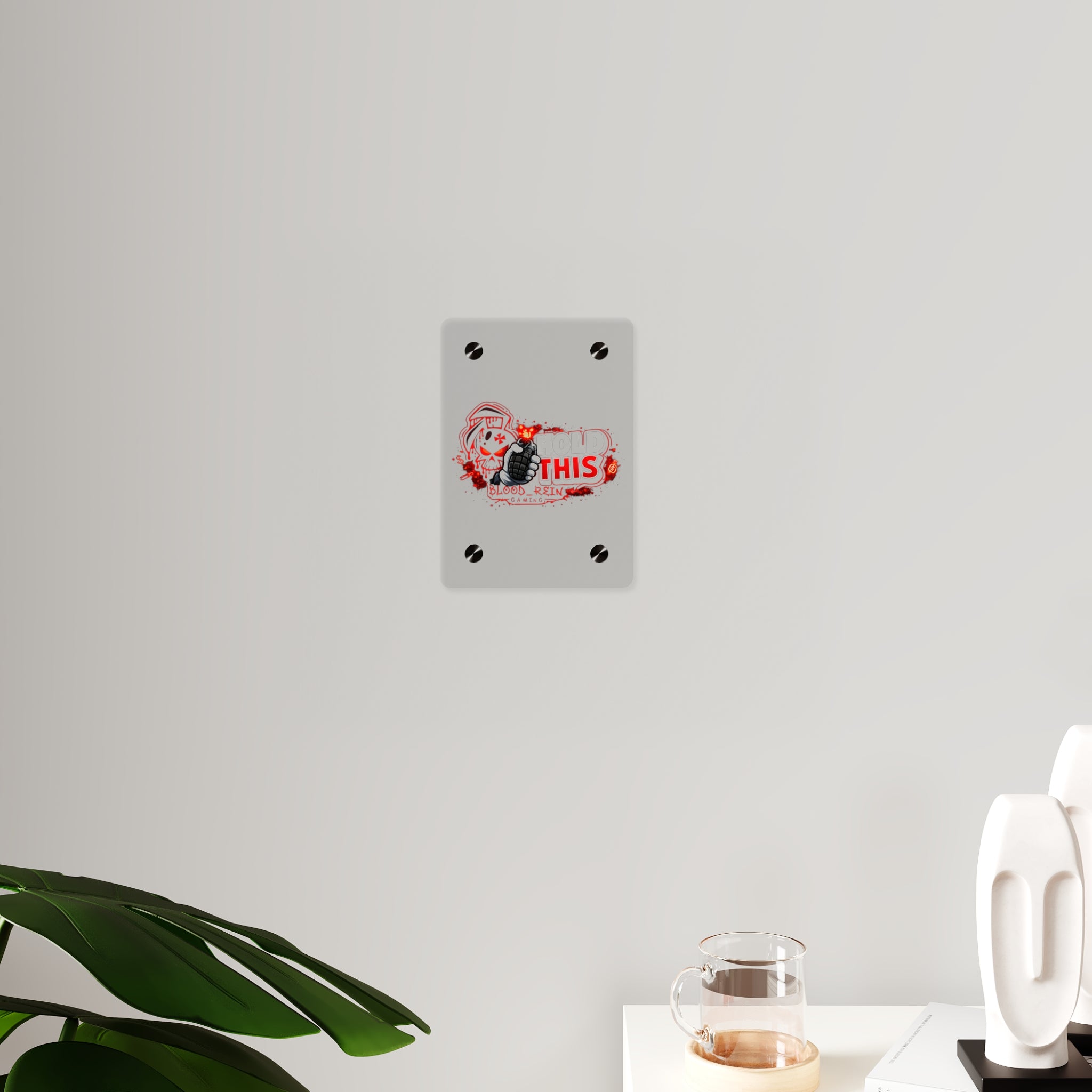 Acrylic Wall Art Panel — "Hold This" Gaming Skull Grenade Wall Decor