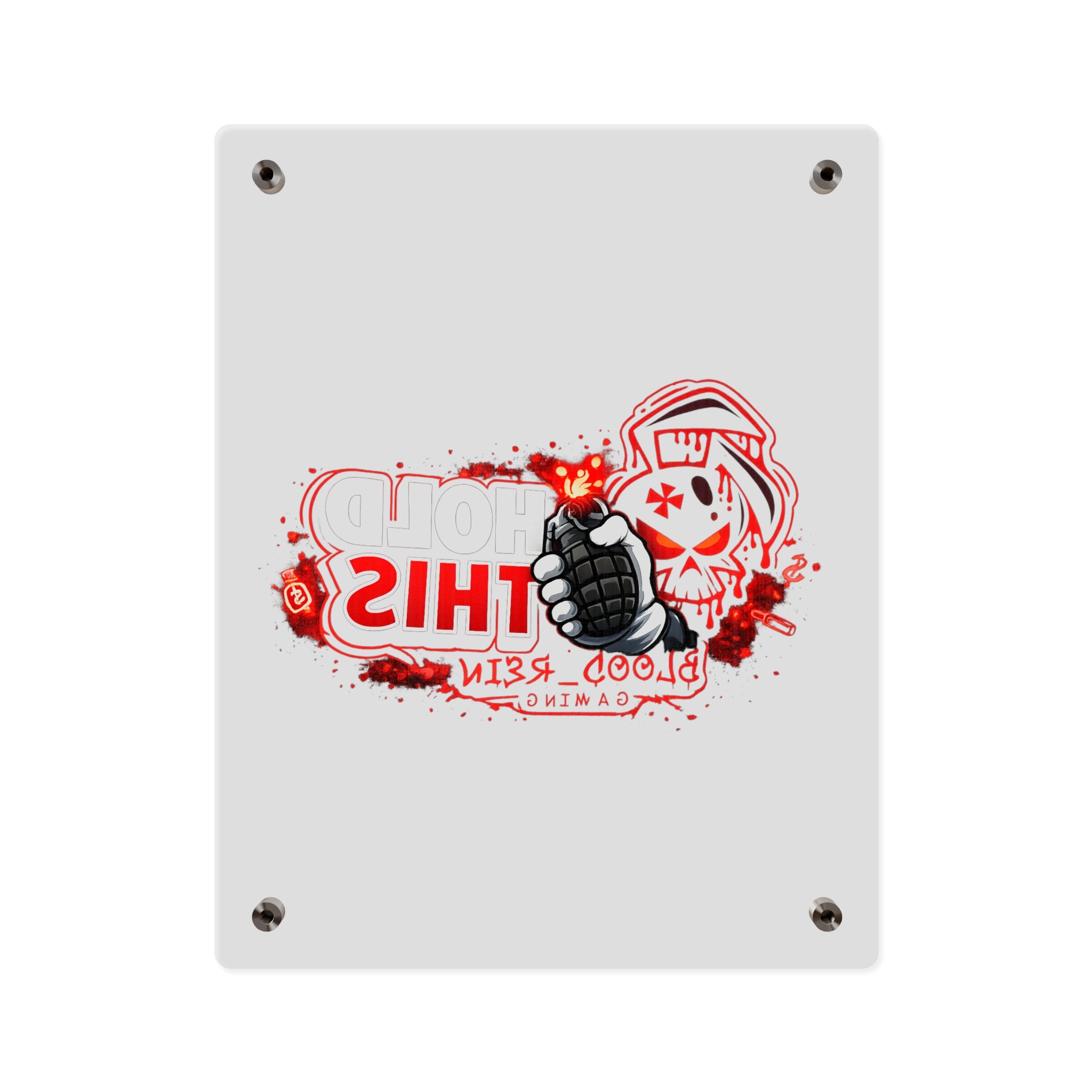 Acrylic Wall Art Panel — "Hold This" Gaming Skull Grenade Wall Decor
