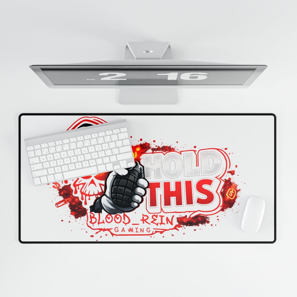 Gaming Desk Mat — "Hold This" Grenade Skull Design