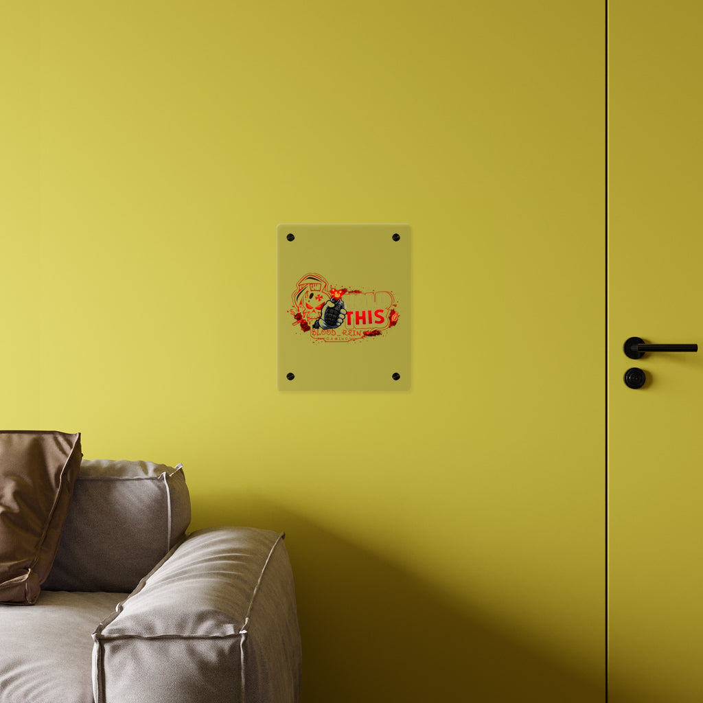 Acrylic Wall Art Panel — "Hold This" Gaming Skull Grenade Wall Decor