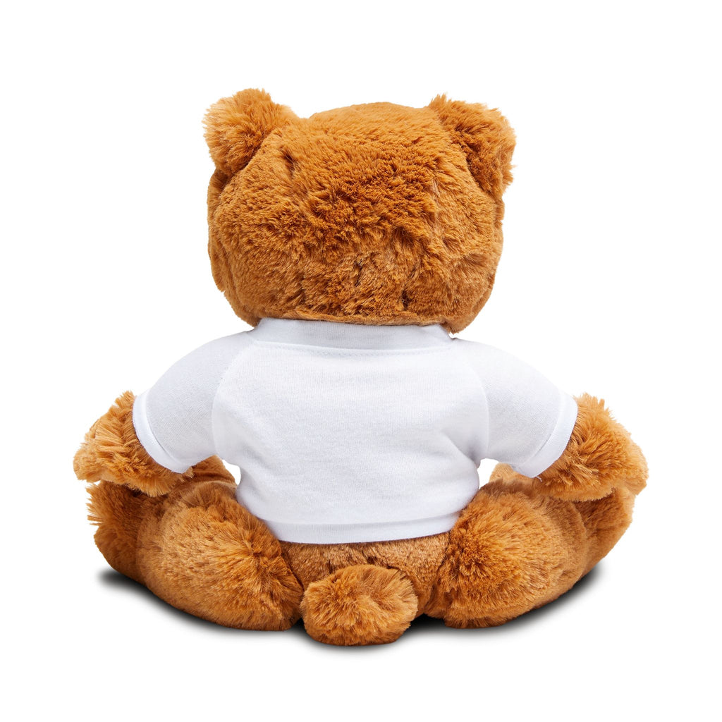 Brown Plush Teddy Bear with Printed T‑Shirt & Bow Tie – Cute Gift for Kids & Couples