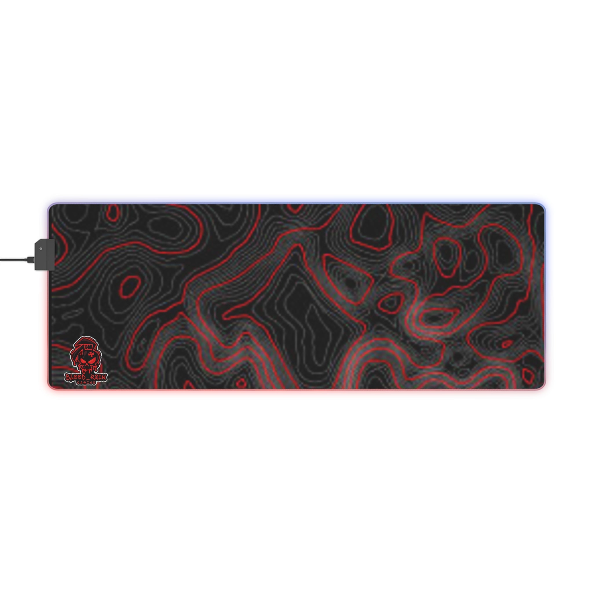 LED Gaming Mouse Pad — Red Topographic RGB Desk Mat