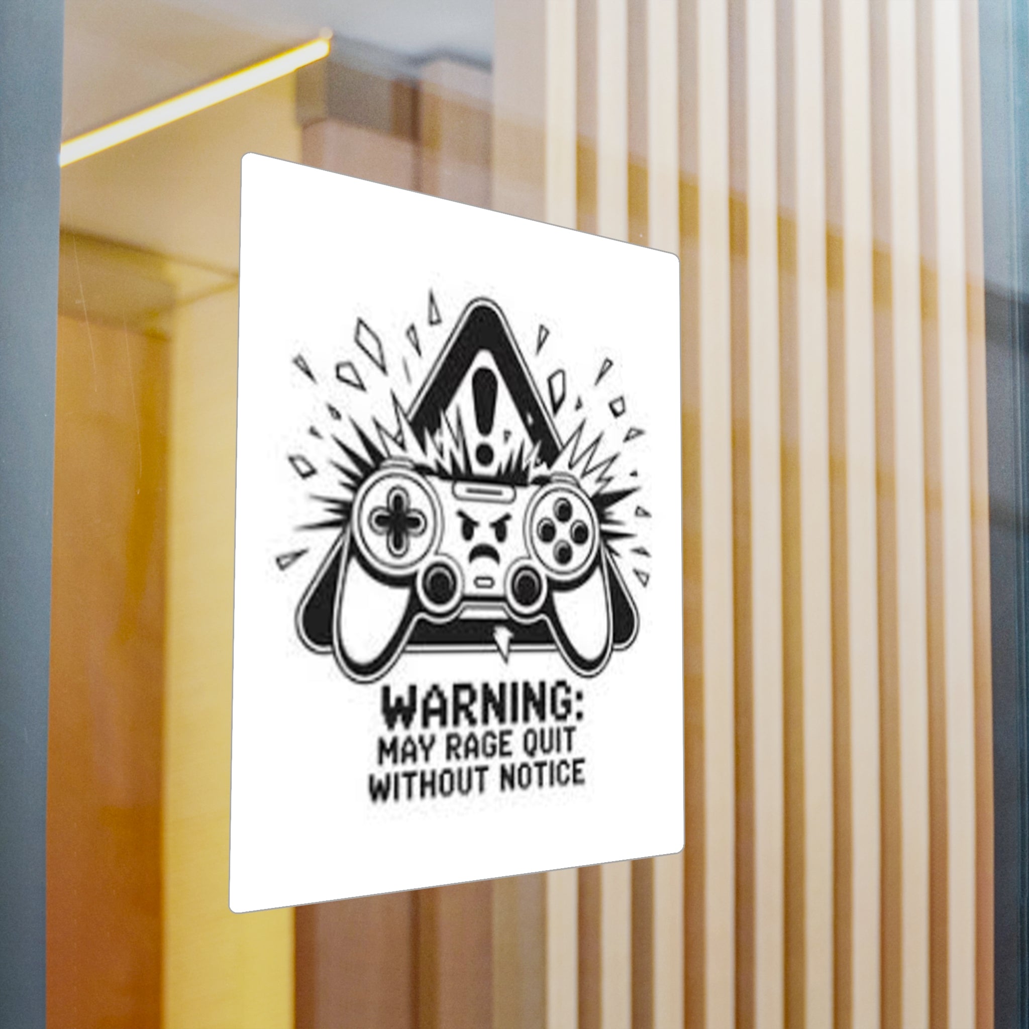 Gaming Controller Sticker — "Warning: May Rage Quit Without Notice" Kiss-Cut Vinyl Decal