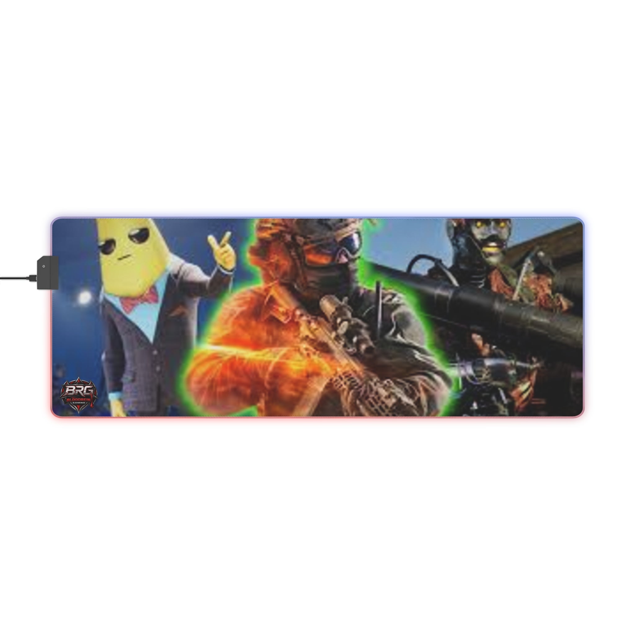 LED Gaming Mouse Pad — RGB Extended Desk Mat with Fortnite & Shooter Character Design