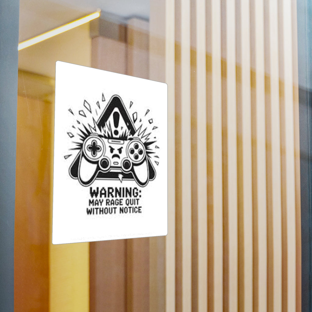 Gaming Controller Sticker — "Warning: May Rage Quit Without Notice" Kiss-Cut Vinyl Decal